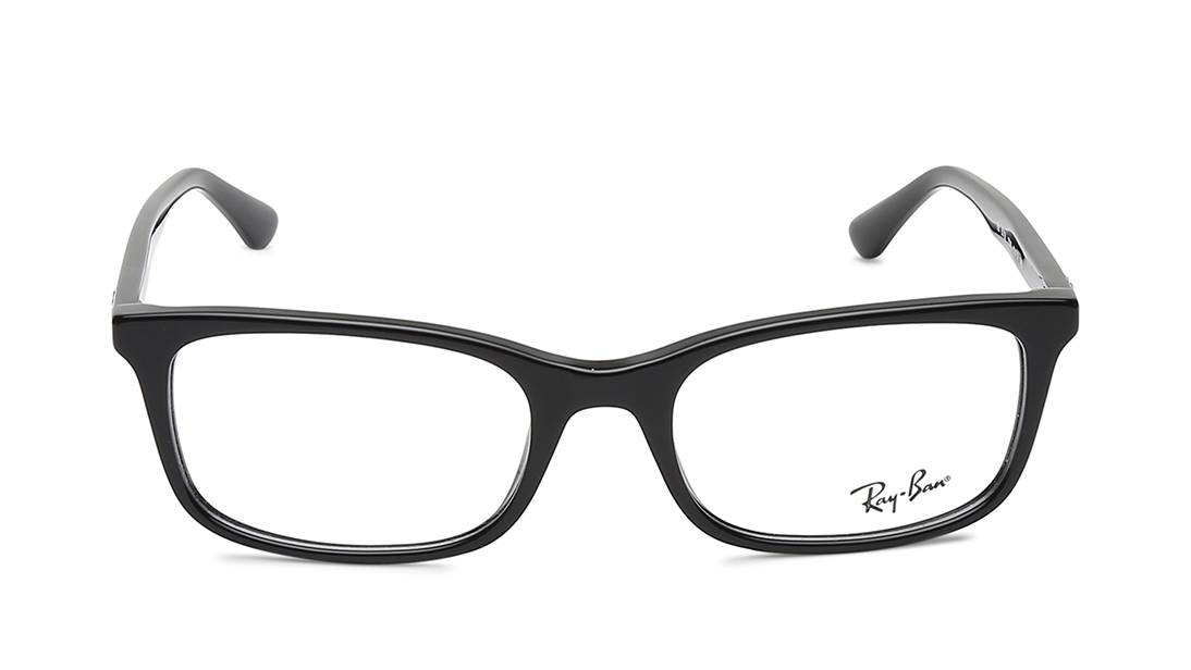 Image 1 of Black Rectangle Rimmed Eyeglasses for Men and Women from Rayban Available at Titan Eye+