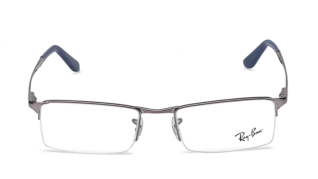 Image 1 of Grey Rectangle Semi-rimmed Eyeglasses for Men and Women from Rayban Available at Titan Eye+