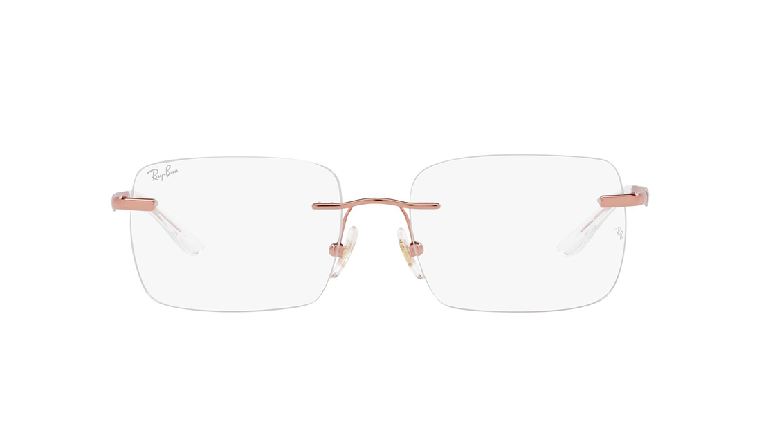 Image 1 of Gold Geometric Rimless Eyeglasses for Men and Women from Rayban Available at Titan Eye+