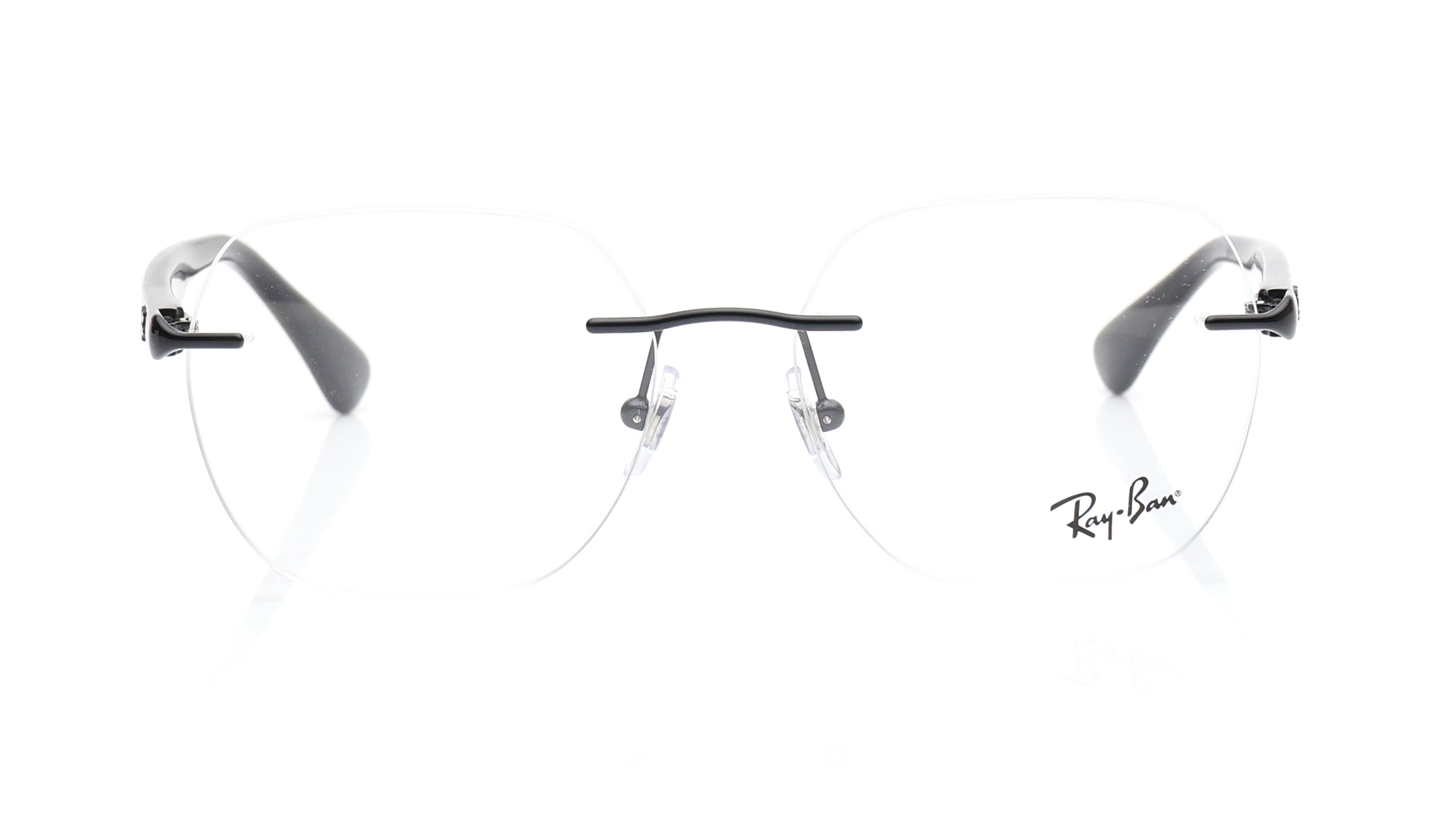 Image 1 of Black Geometric Eyeglasses for Men and Women from Rayban Available at Titan Eye+