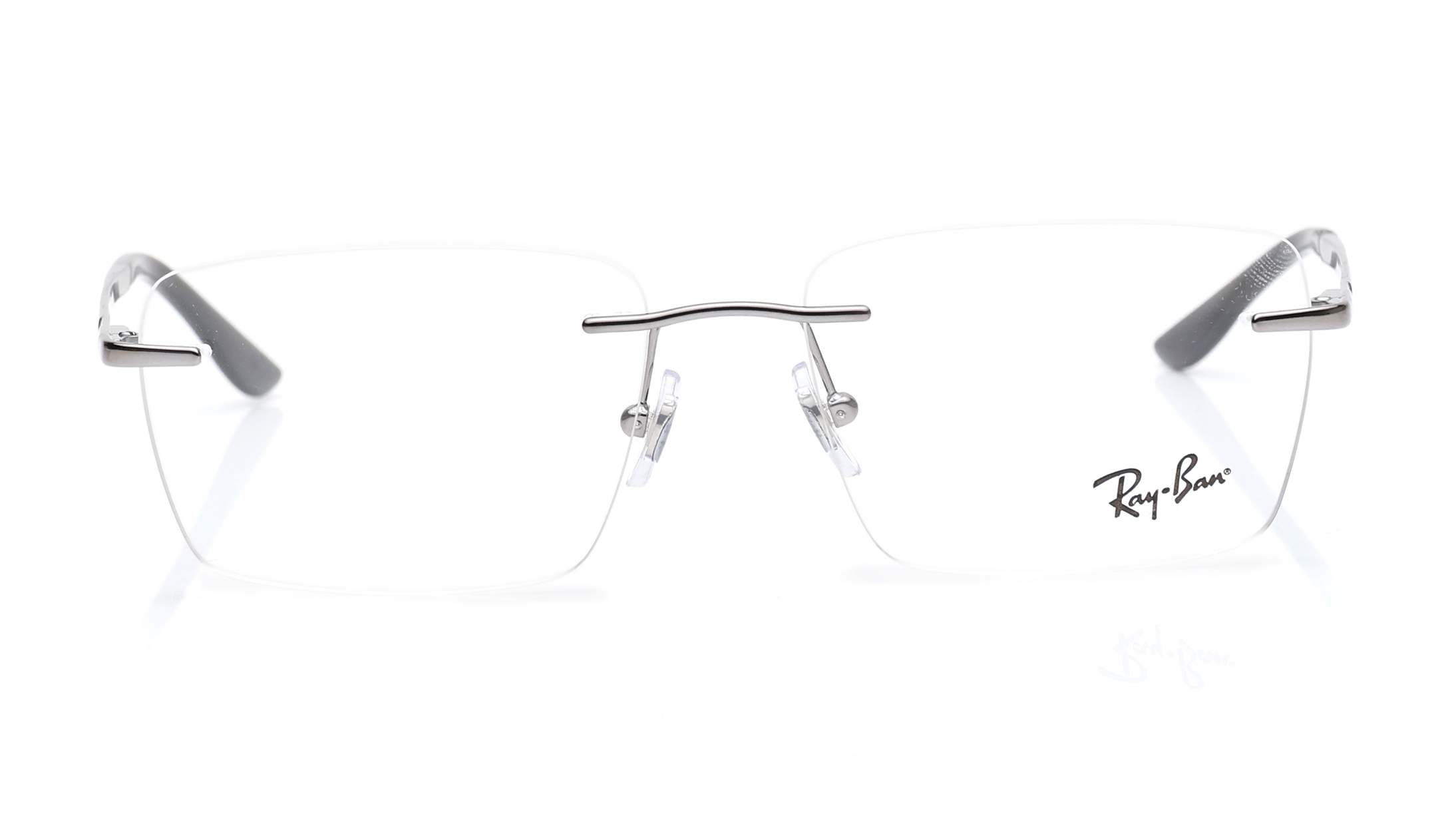 Image 1 of Gunmetal Rectangle Eyeglasses for Men and Women from Rayban Available at Titan Eye+