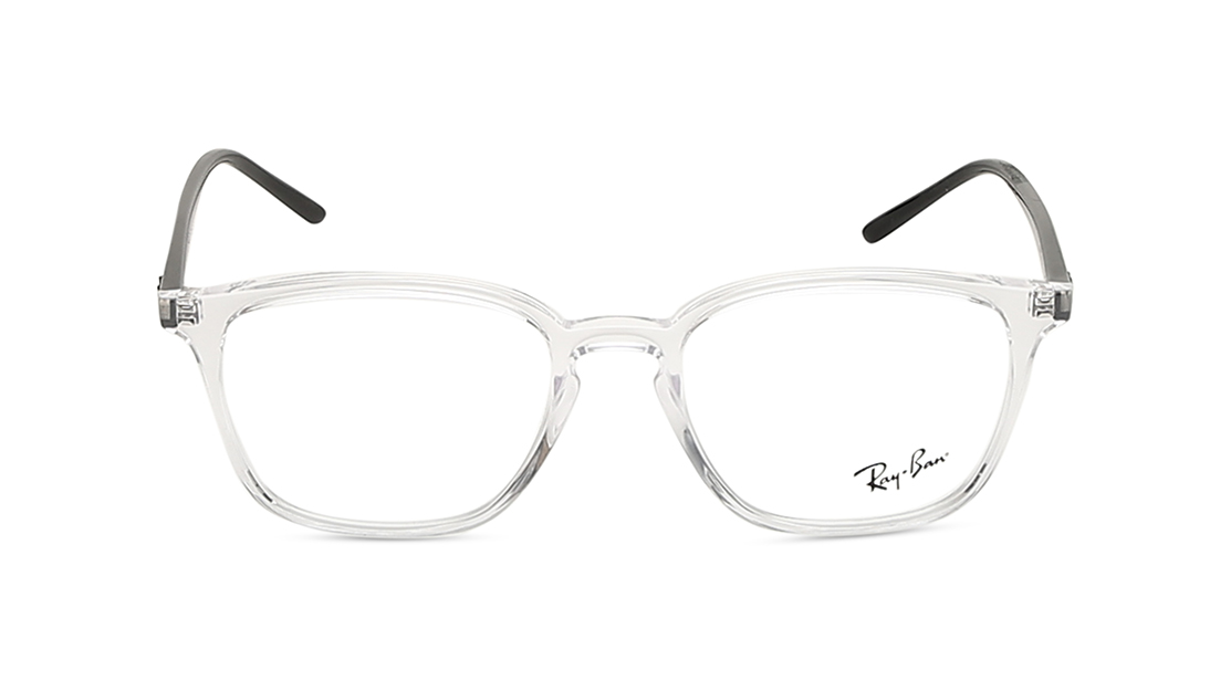 Image 1 of White Square Rimmed Eyeglasses for Men and Women from Rayban Available at Titan Eye+