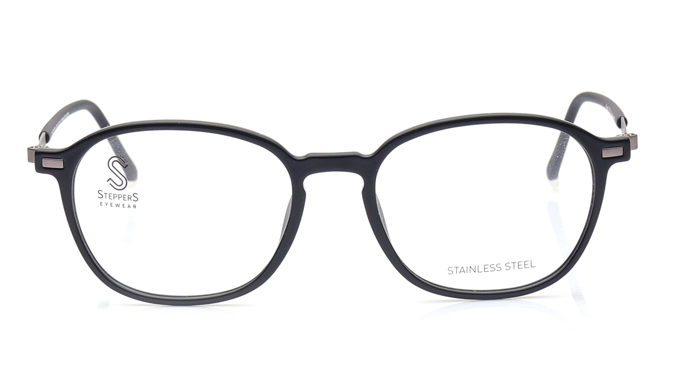 Image 1 of Black Oval Eyeglasses for Men from Stepper Available at Titan Eye+