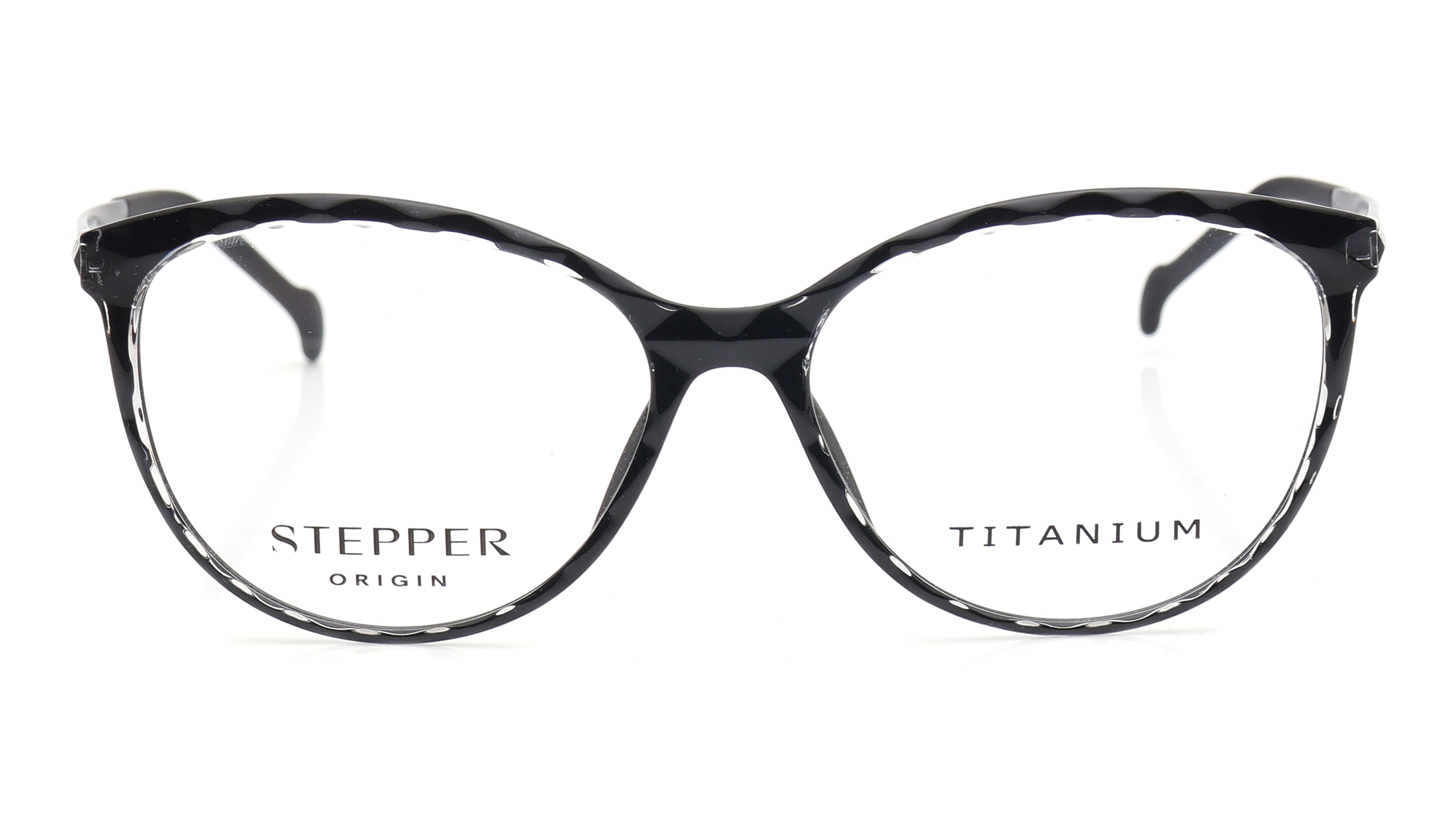 Image 1 of Black Oval Eyeglasses for Women from Stepper Available at Titan Eye+