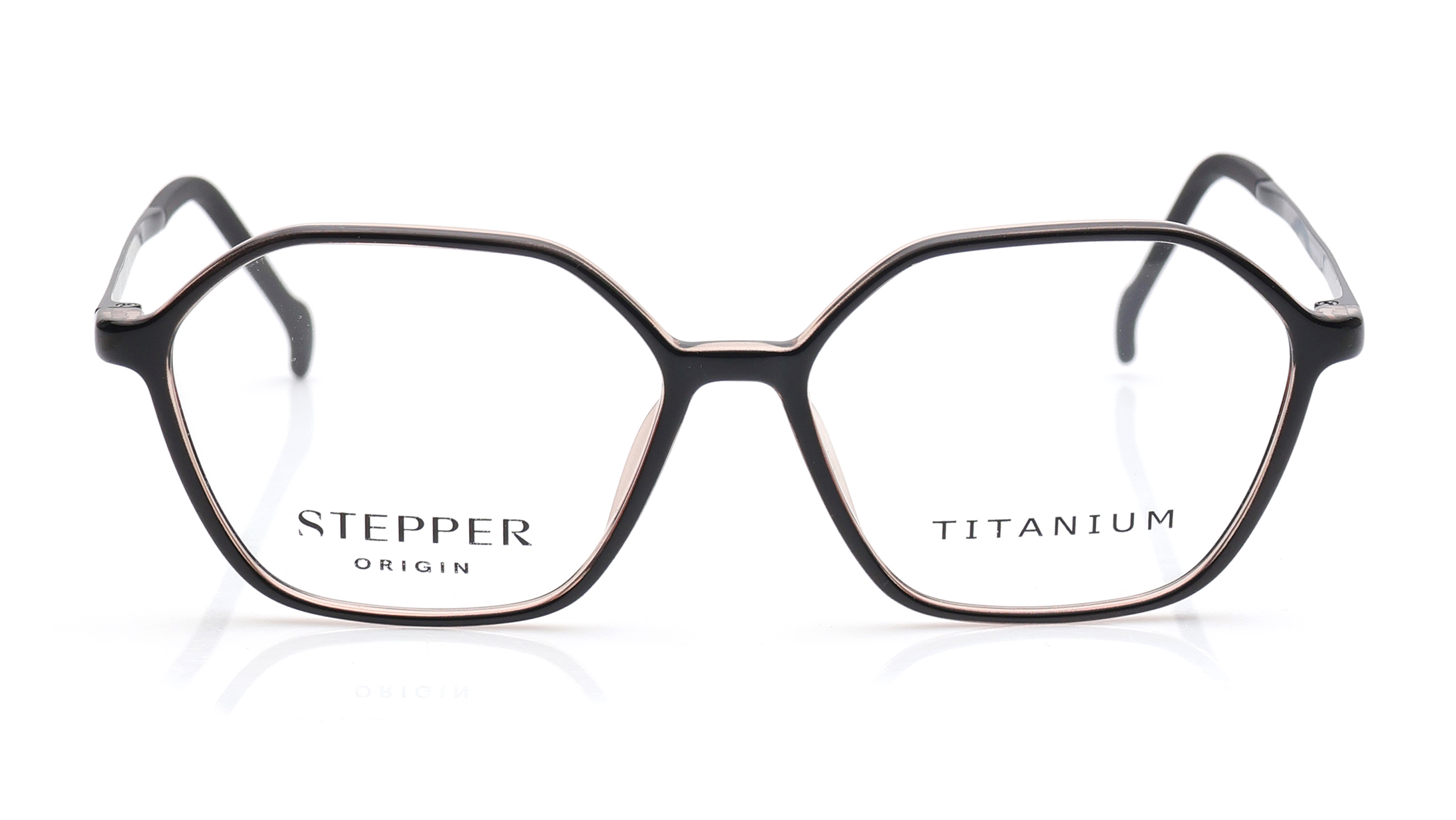 Image 1 of Black Hexagon Eyeglasses for Women from Stepper Available at Titan Eye+