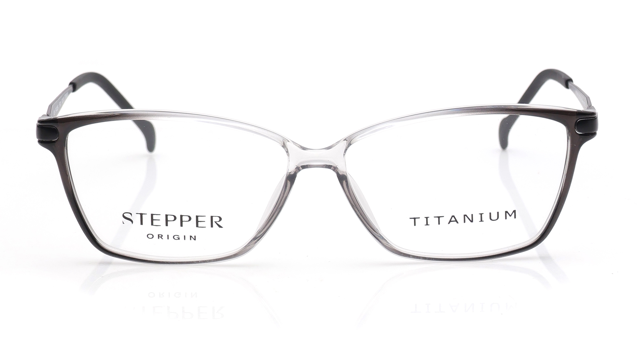 Image 1 of Grey Rectangle Eyeglasses for Women from Stepper Available at Titan Eye+