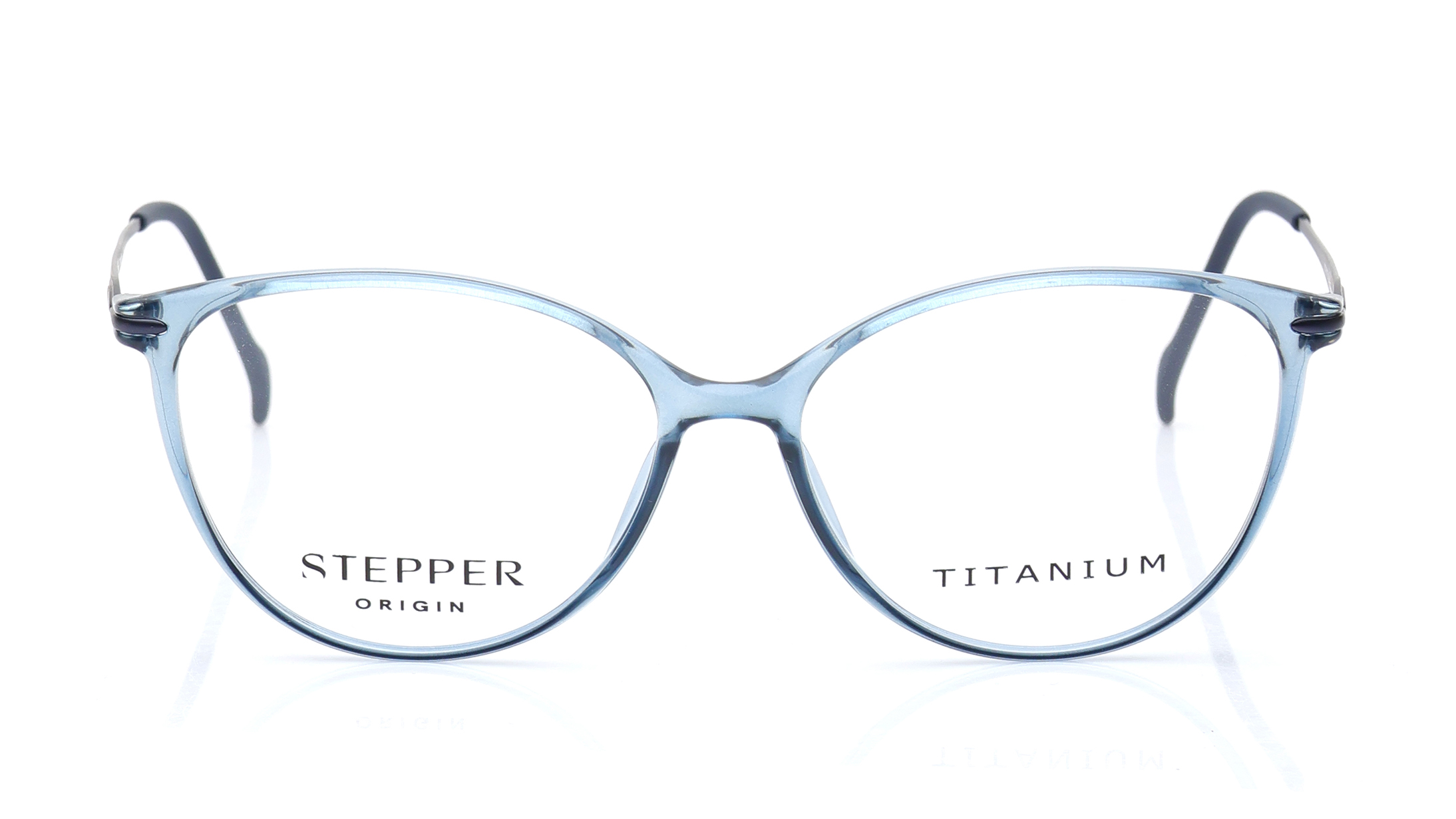 Image 1 of Blue Oval Eyeglasses for Women from Stepper Available at Titan Eye+