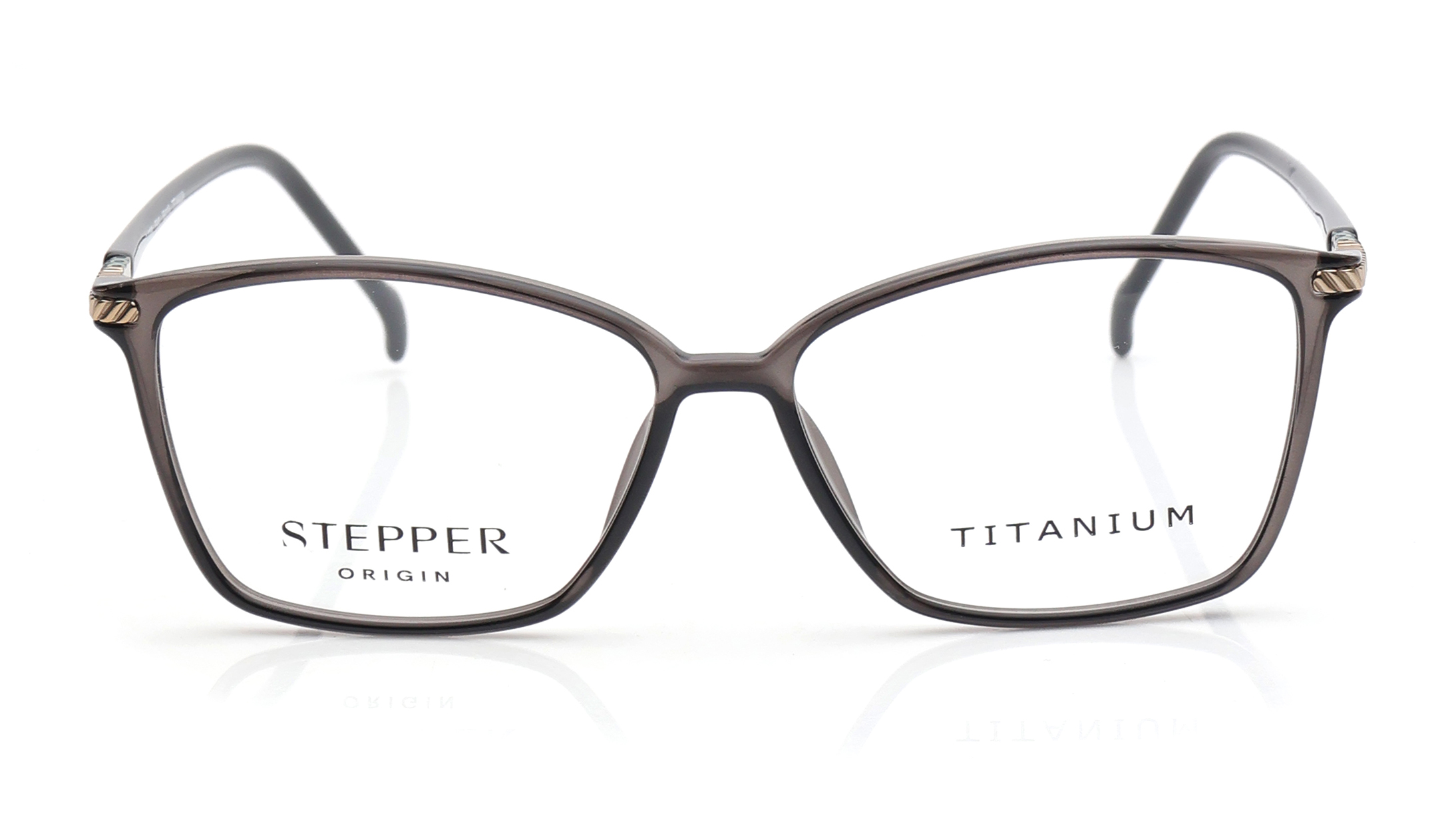 Image 1 of Brown Rectangle Eyeglasses for Women from Stepper Available at Titan Eye+