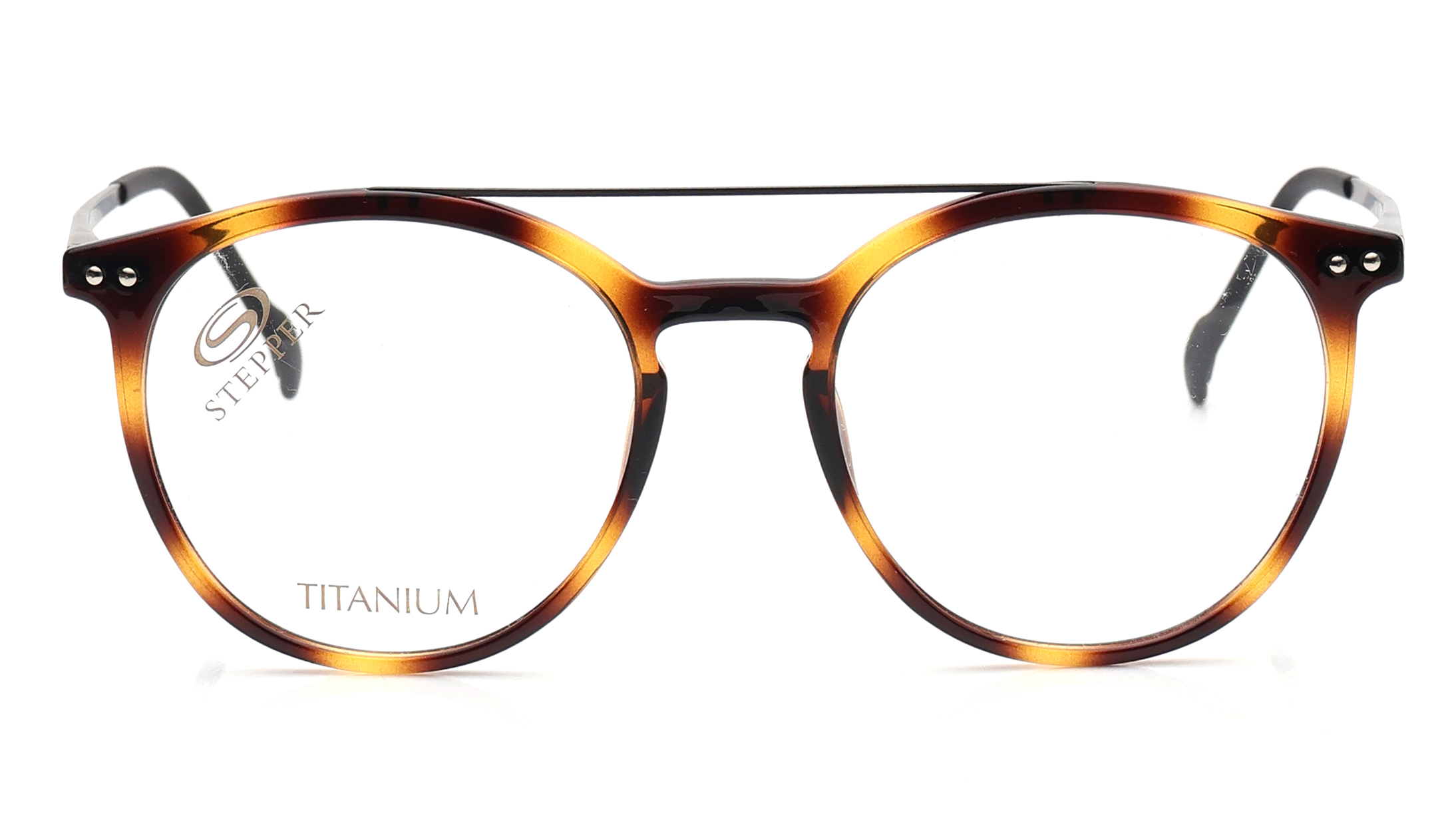 Image 1 of Brown Round Eyeglasses for Men from Stepper Available at Titan Eye+