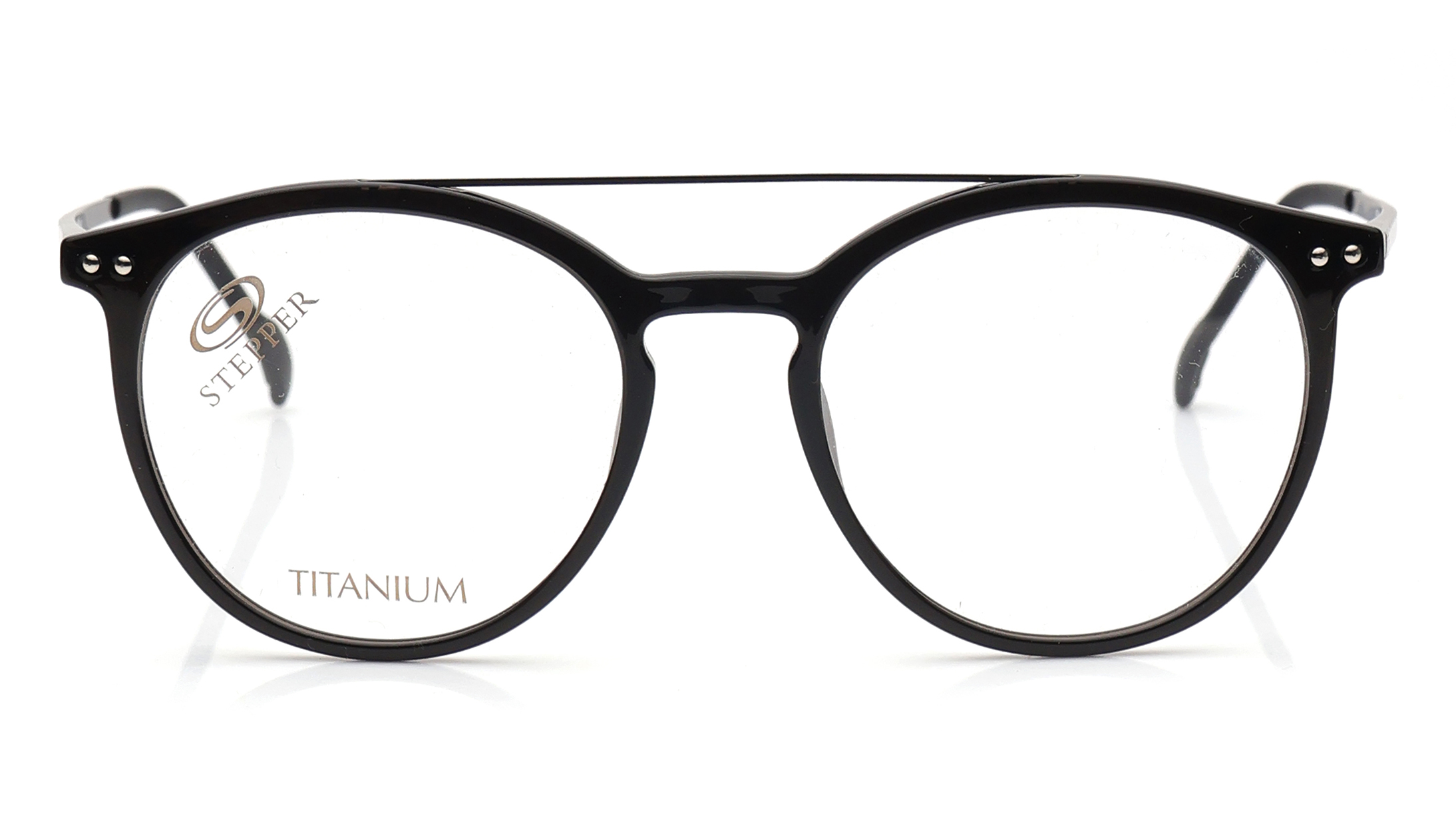 Image 1 of Black Round Eyeglasses for Men from Stepper Available at Titan Eye+