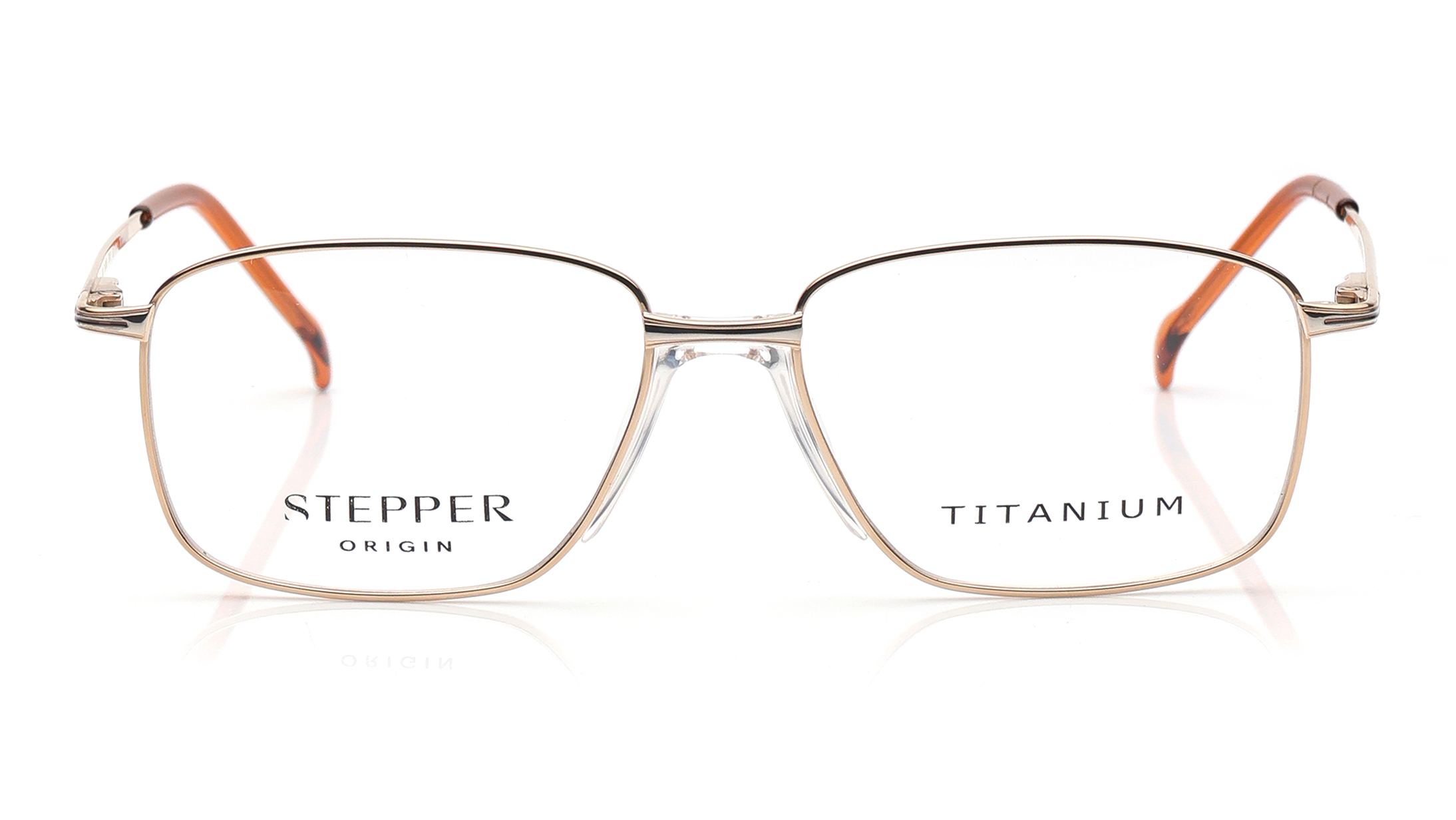 Image 1 of Gold Oval Eyeglasses for Men from Stepper Available at Titan Eye+