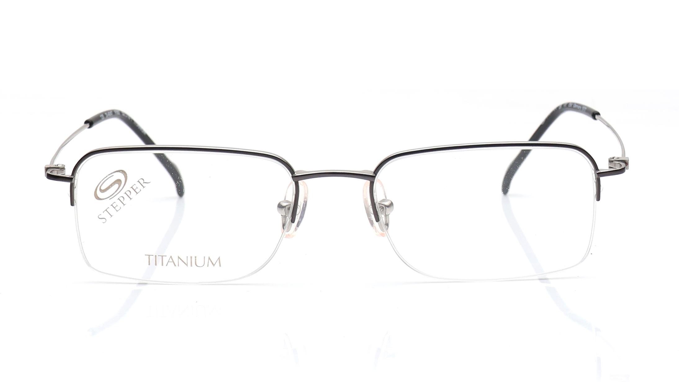 Image 1 of Grey Rectangle Semi-rimmed Eyeglasses for Men from Stepper Available at Titan Eye+