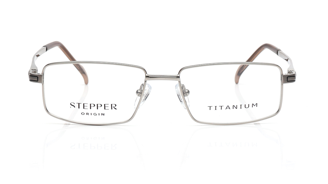Image 1 of Grey Rectangle Rimmed Eyeglasses for Men from Stepper Available at Titan Eye+