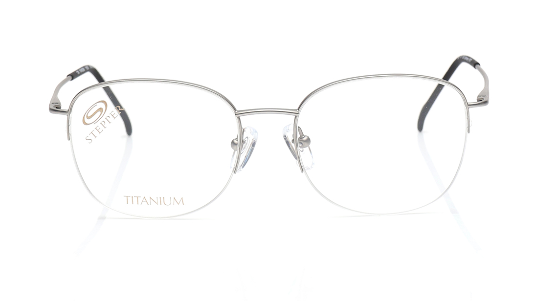 Image 1 of Silver Oval Semi-rimmed Eyeglasses for Women from Stepper Available at Titan Eye+