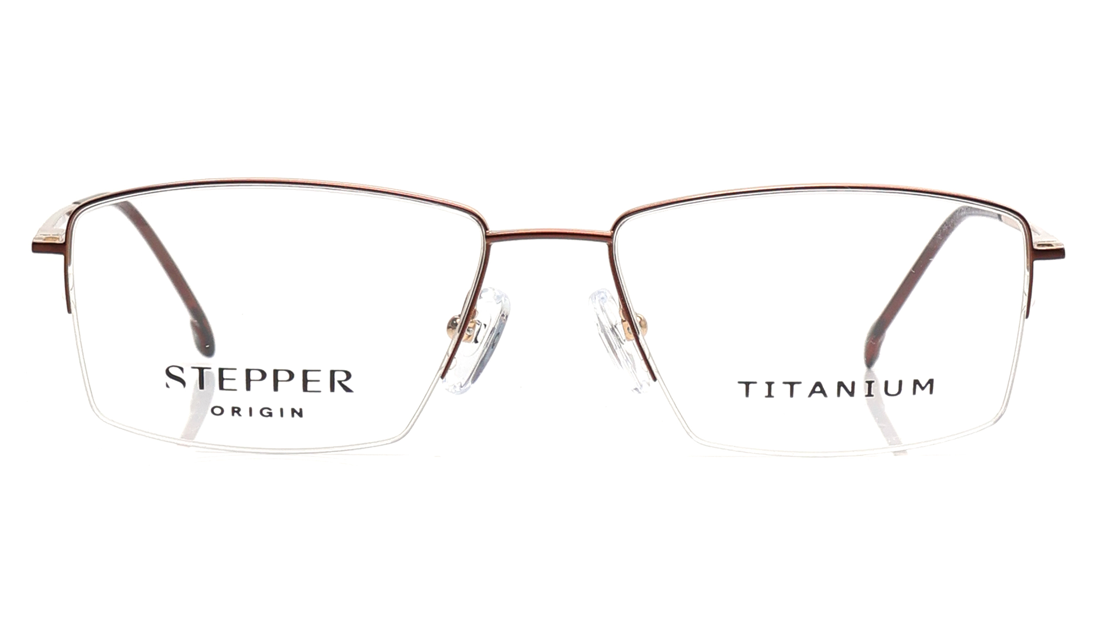 Image 1 of Brown Rectangle Eyeglasses for Men from Stepper Available at Titan Eye+