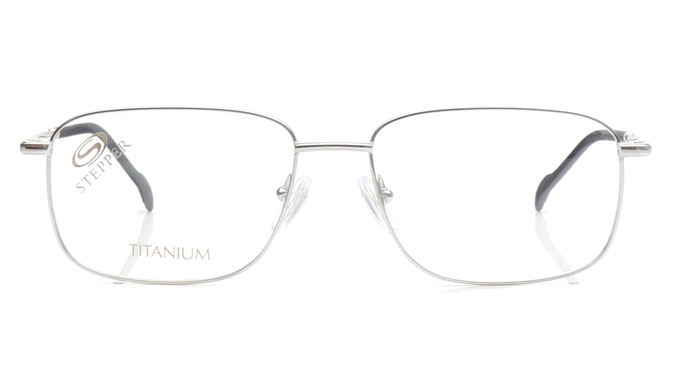 Image 1 of Silver Rectangle Eyeglasses for Men from Stepper Available at Titan Eye+