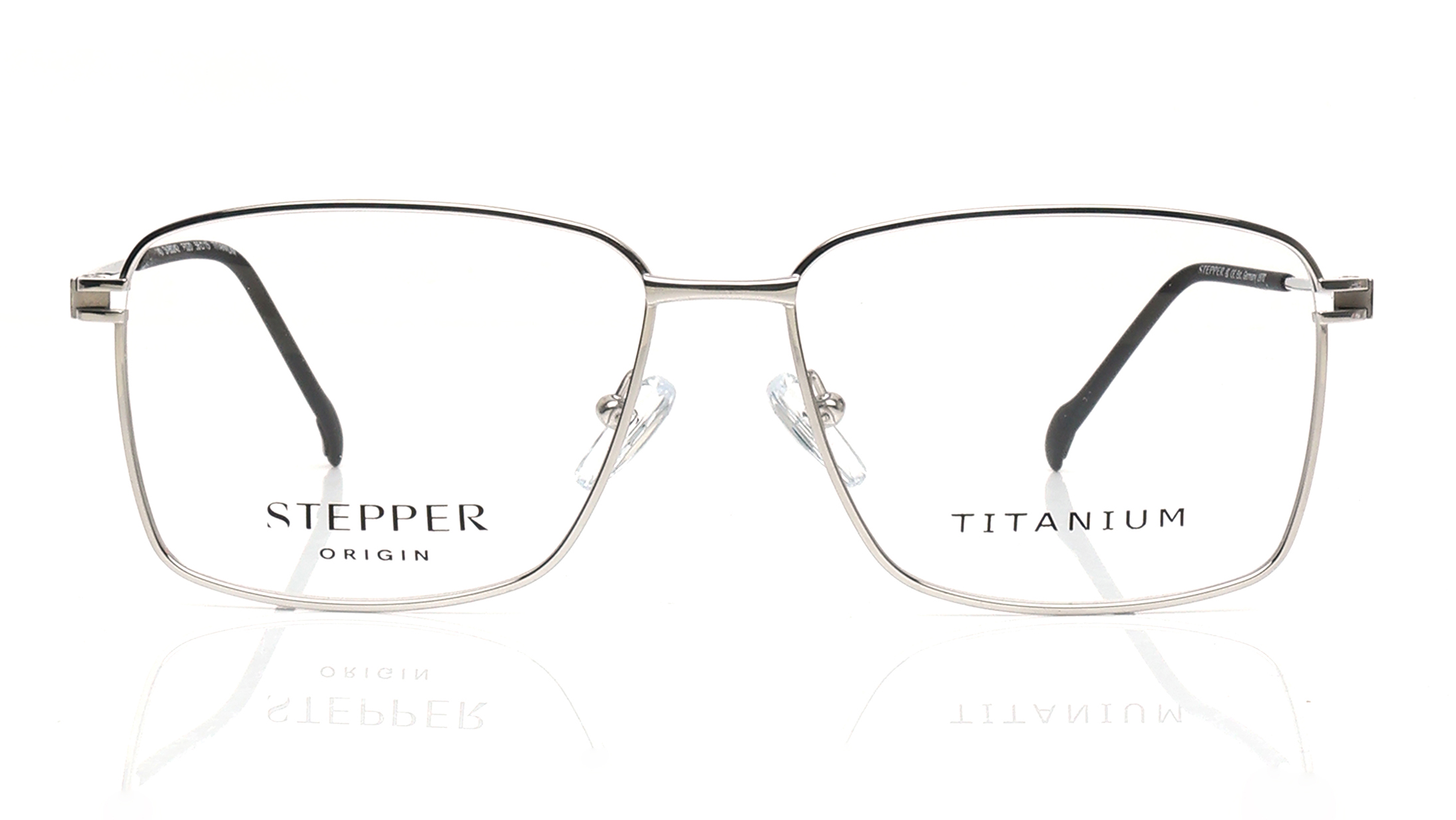 Image 1 of Silver Rectangle Eyeglasses for Men from Stepper Available at Titan Eye+