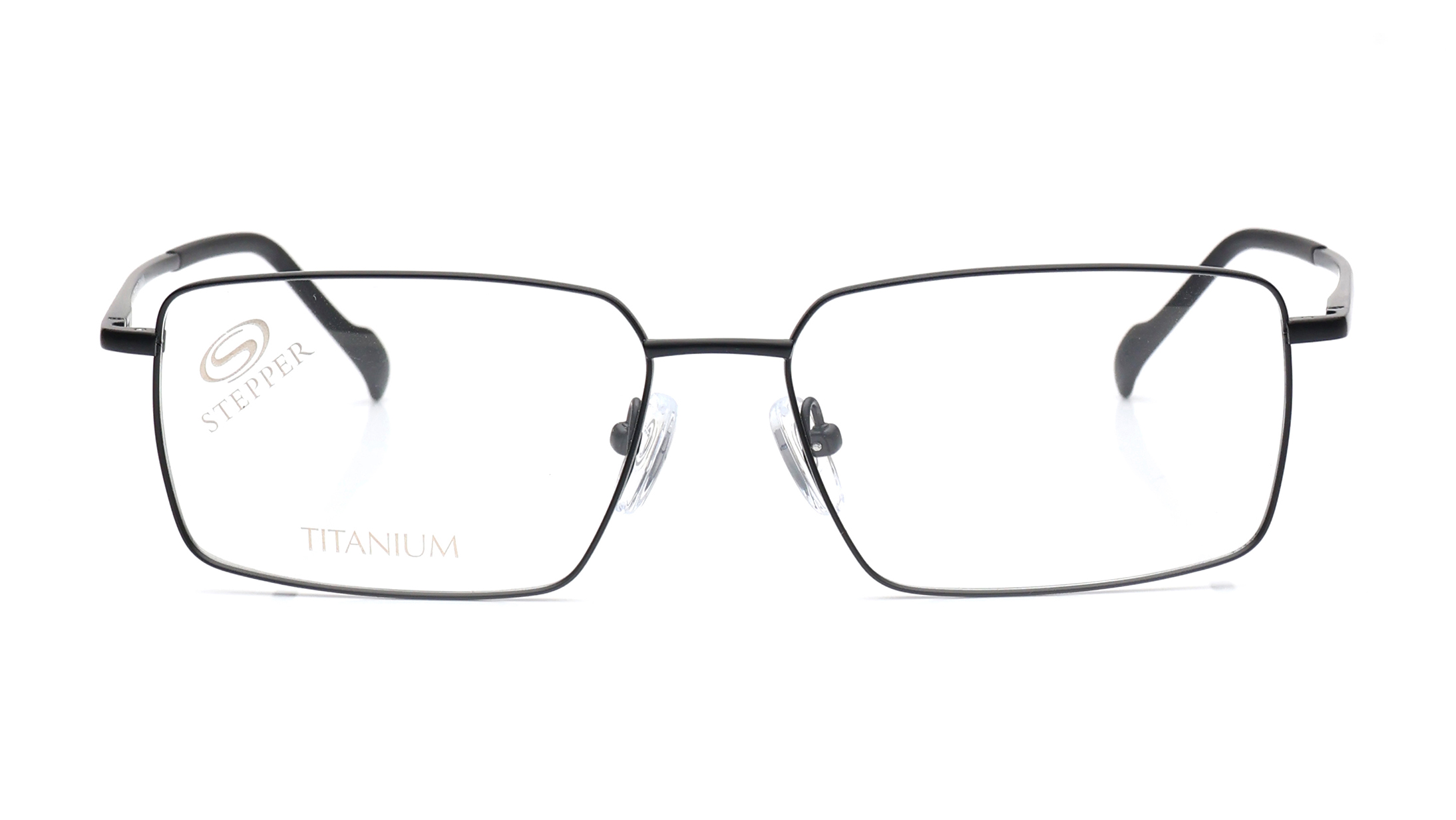 Image 1 of Black Rectangle Rimmed Eyeglasses for Men from Stepper Available at Titan Eye+