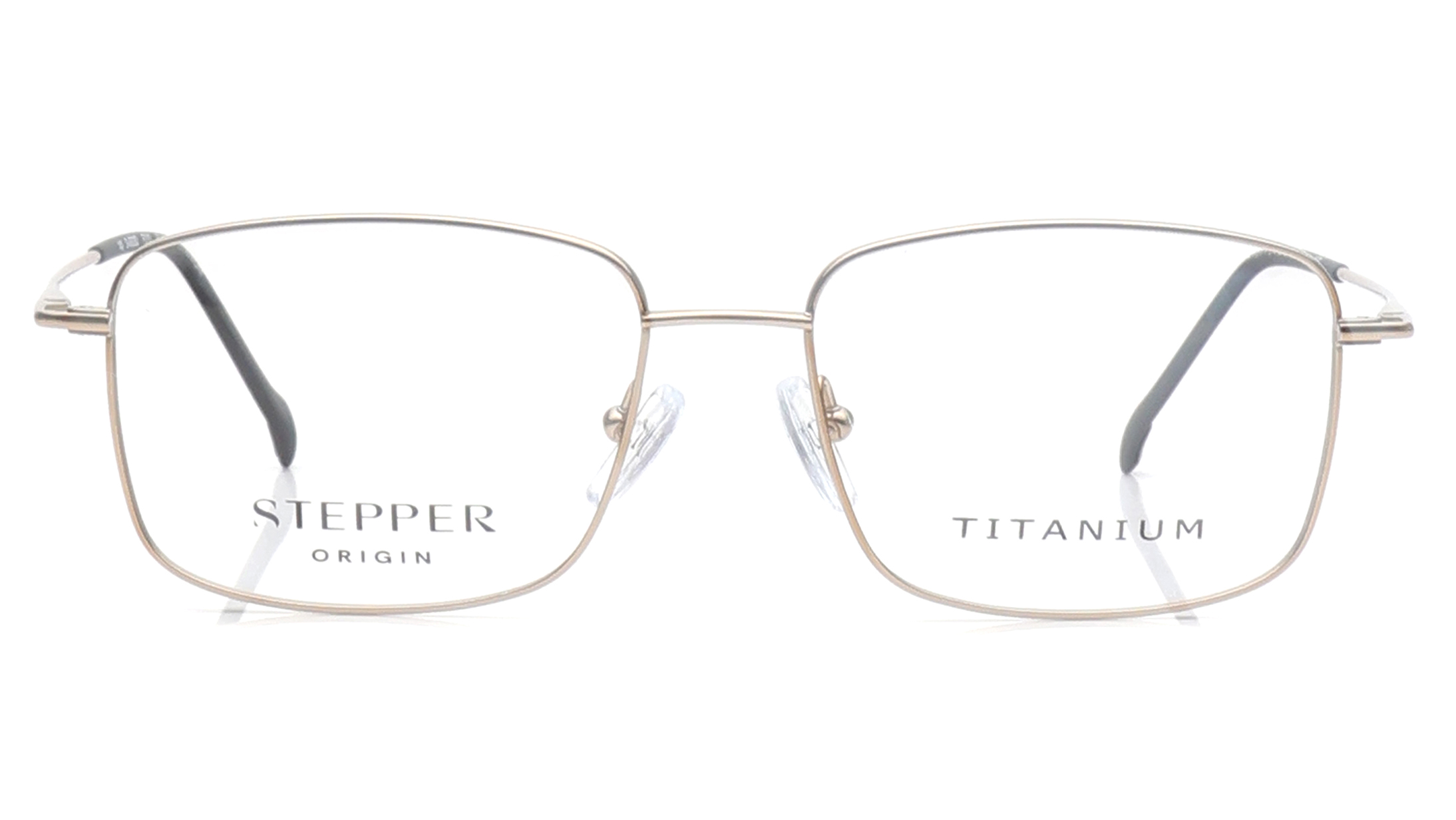 Image 1 of Gold Rectangle Eyeglasses for Men from Stepper Available at Titan Eye+
