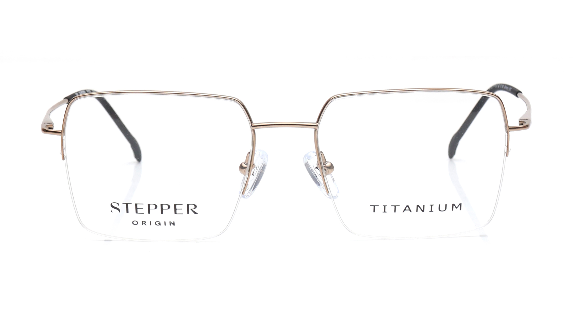 Image 1 of Gold Square Semi-rimmed Eyeglasses for Men from Stepper Available at Titan Eye+
