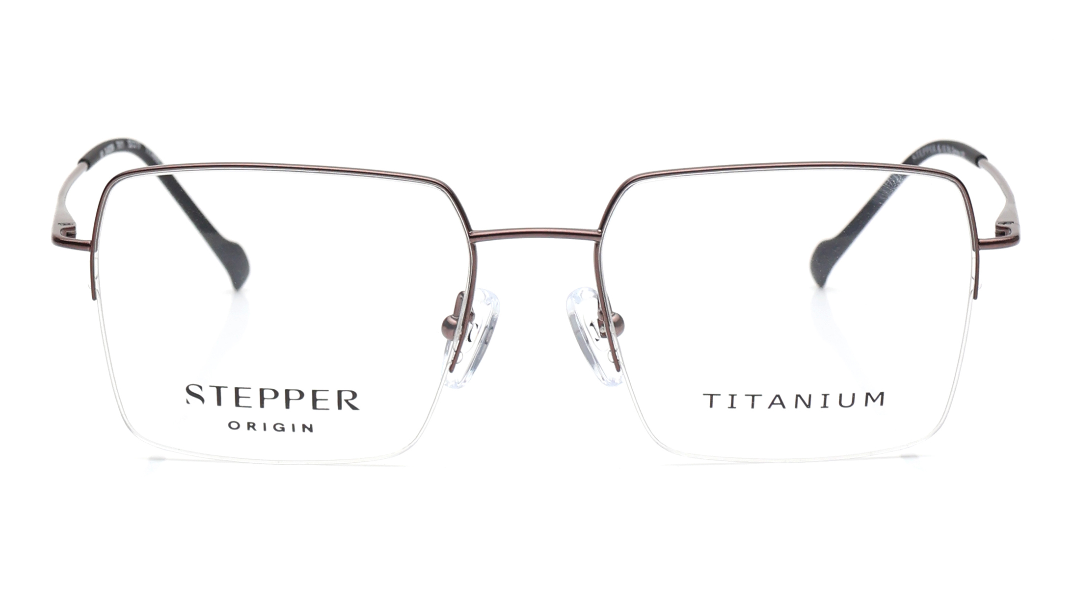Image 1 of Brown Square Semi-rimmed Eyeglasses for Men from Stepper Available at Titan Eye+