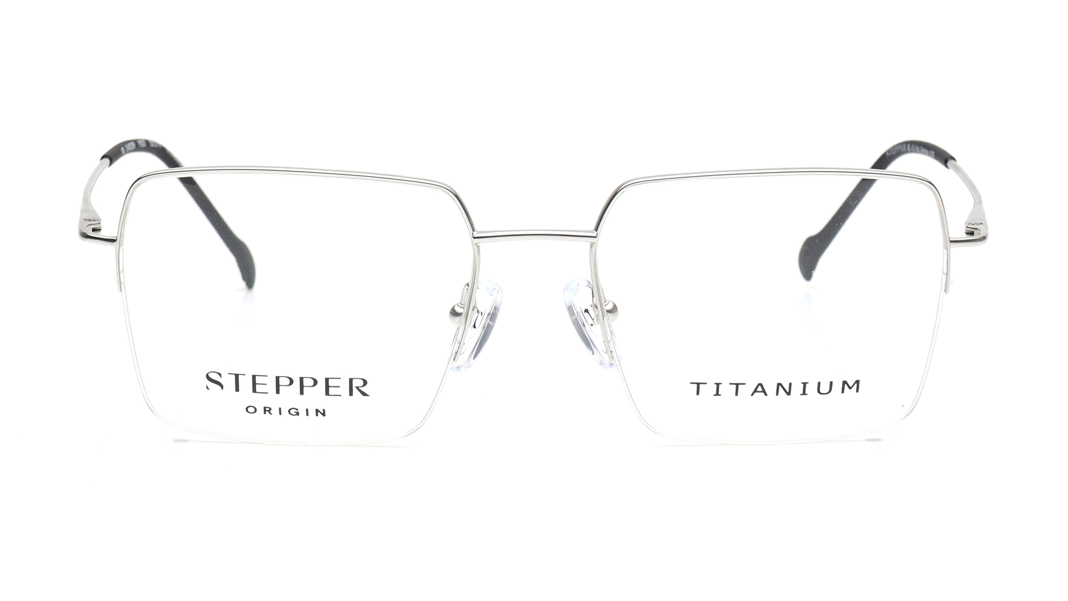 Image 1 of Silver Square Semi-rimmed Eyeglasses for Men from Stepper Available at Titan Eye+
