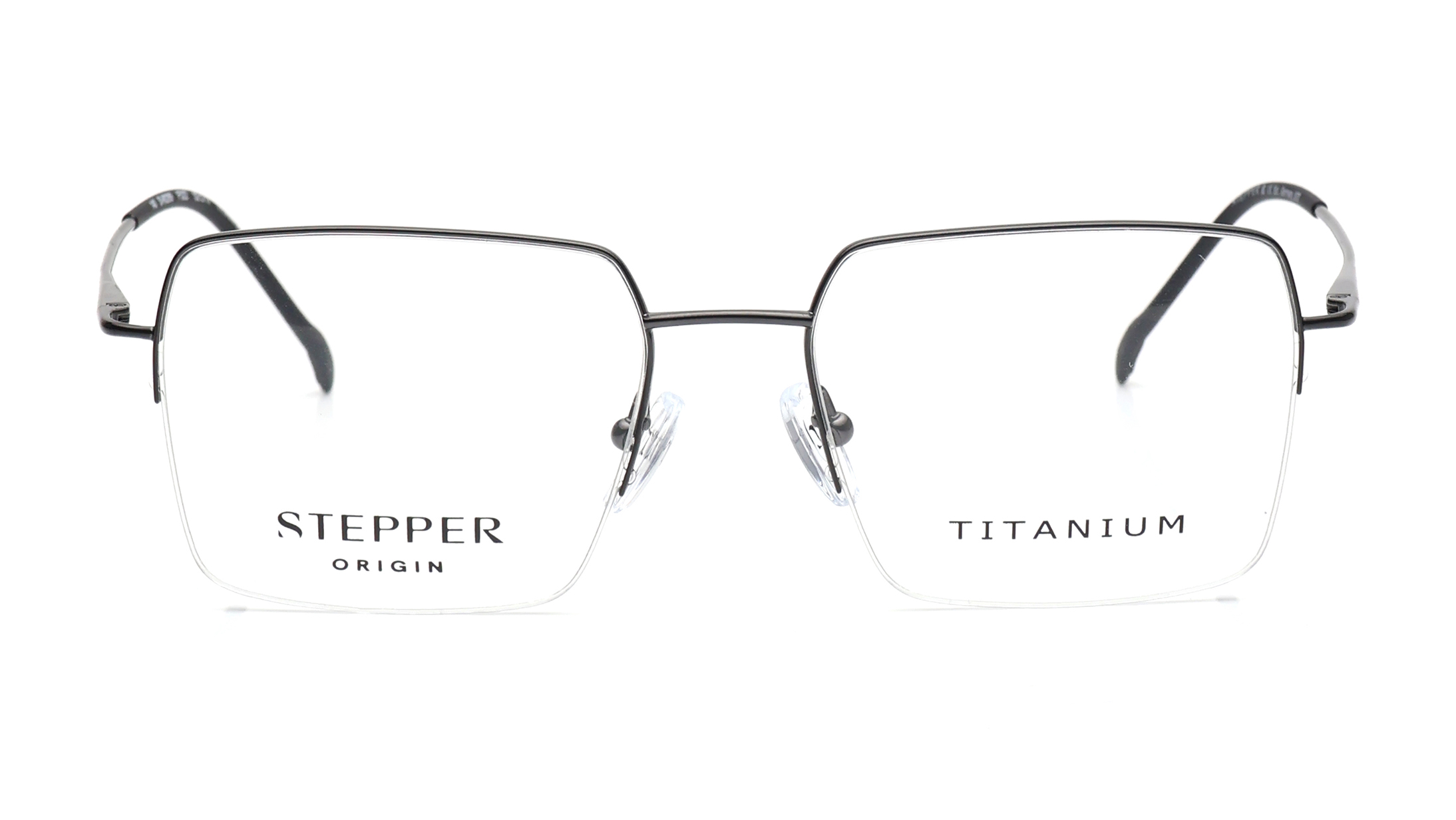 Image 1 of Grey Square Semi-rimmed Eyeglasses for Men from Stepper Available at Titan Eye+