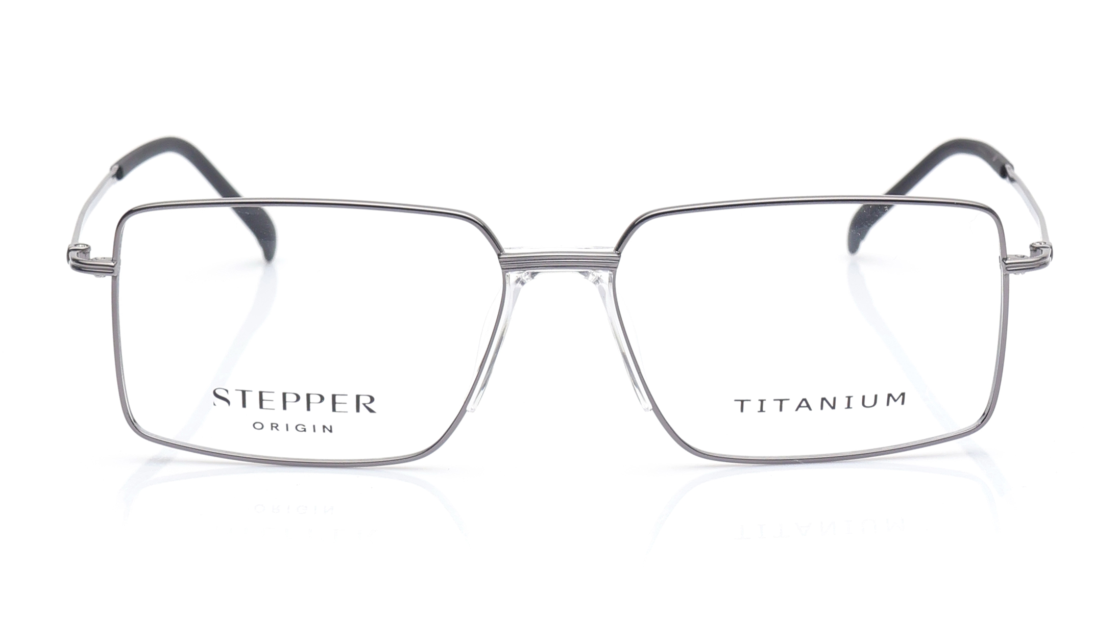 Image 1 of Gun Metal Square Eyeglasses for Men from Stepper Available at Titan Eye+