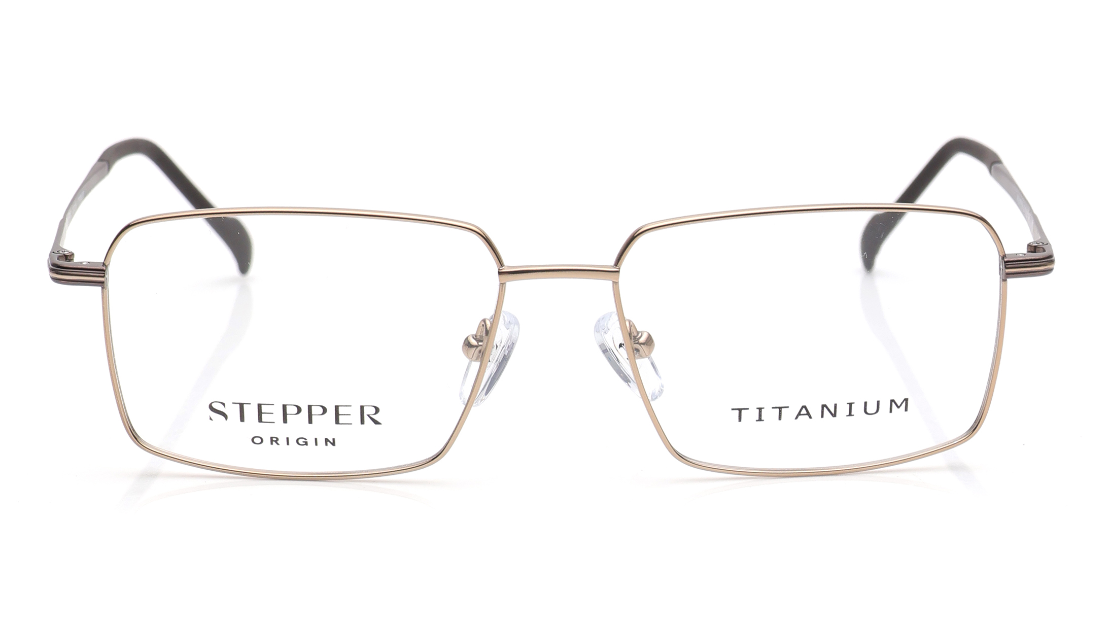 Image 1 of Gold Rectangle Eyeglasses for Men from Stepper Available at Titan Eye+
