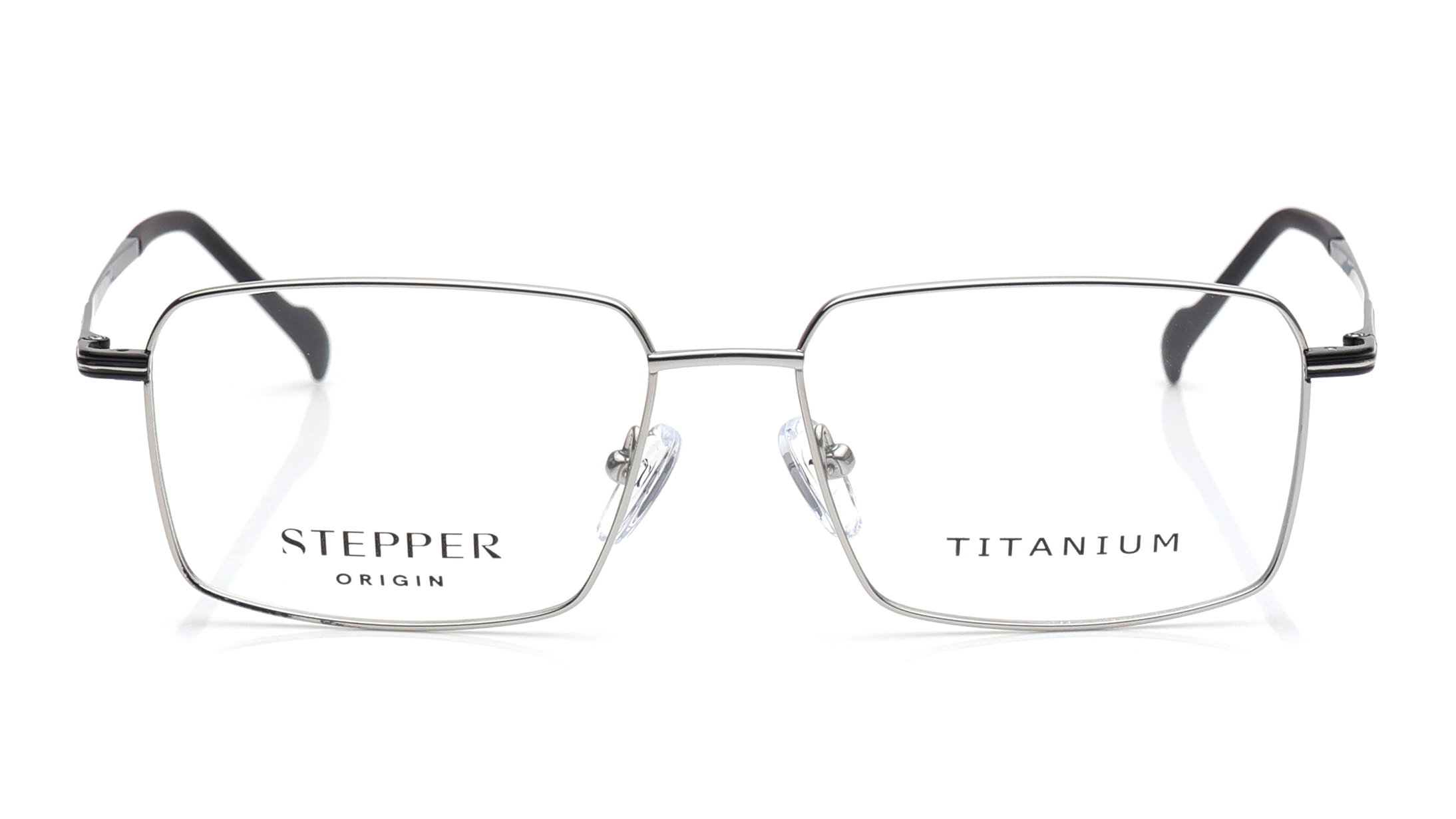 Image 1 of Silver Rectangle Eyeglasses for Men from Stepper Available at Titan Eye+