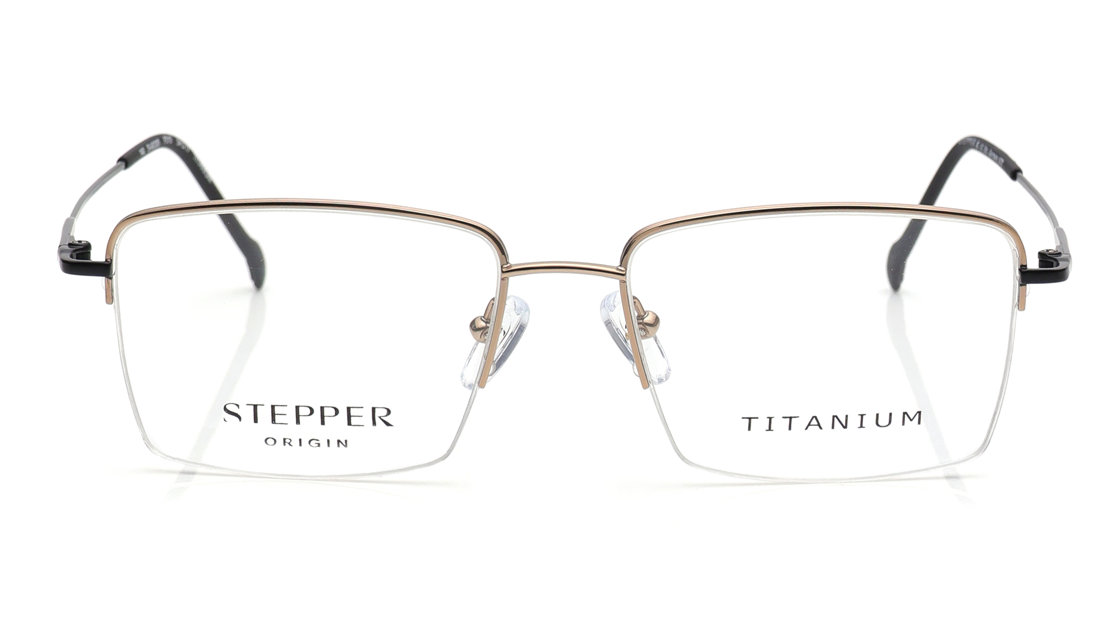 Image 1 of Gold Square Eyeglasses for Men from Stepper Available at Titan Eye+