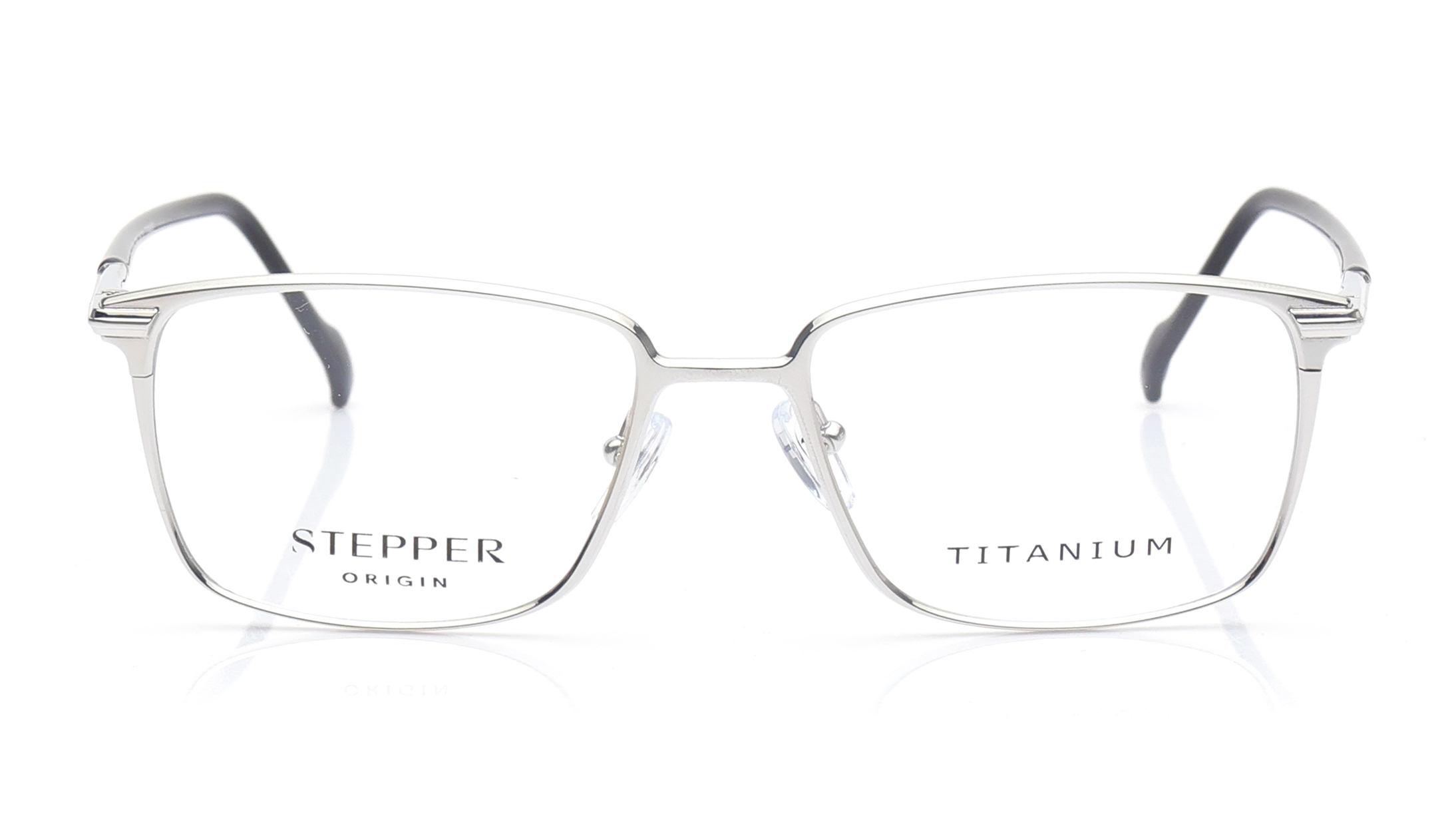 Image 1 of Silver Square Eyeglasses for Men from Stepper Available at Titan Eye+