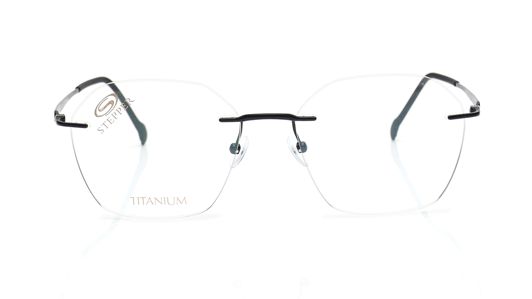 Image 1 of Black Hexagon Eyeglasses for Men from Stepper Available at Titan Eye+