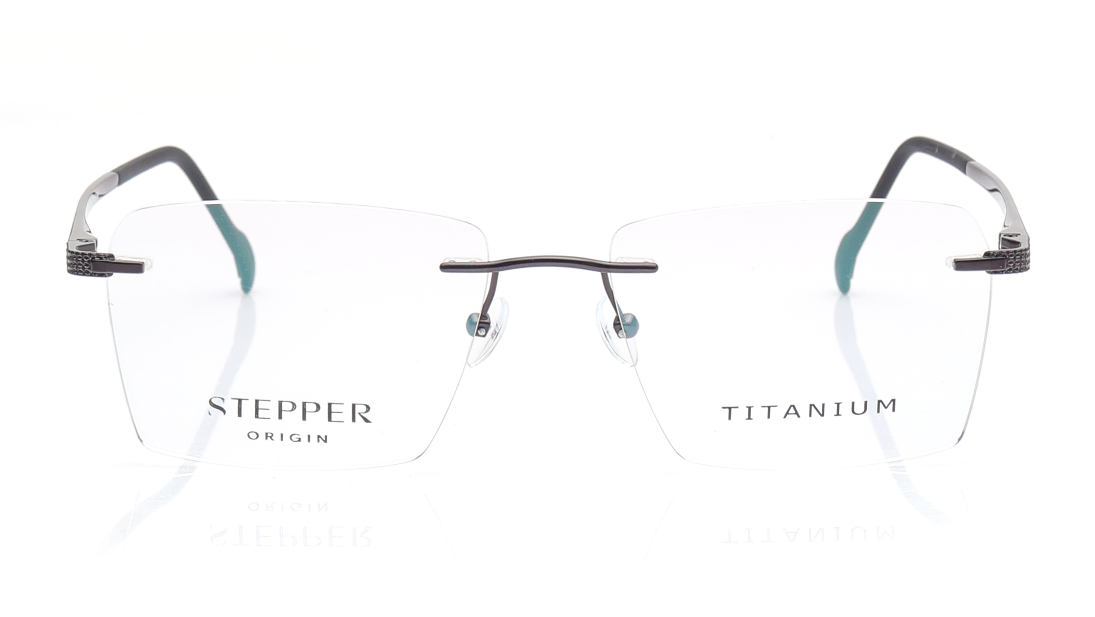 Image 1 of Black Square Eyeglasses for Men from Stepper Available at Titan Eye+