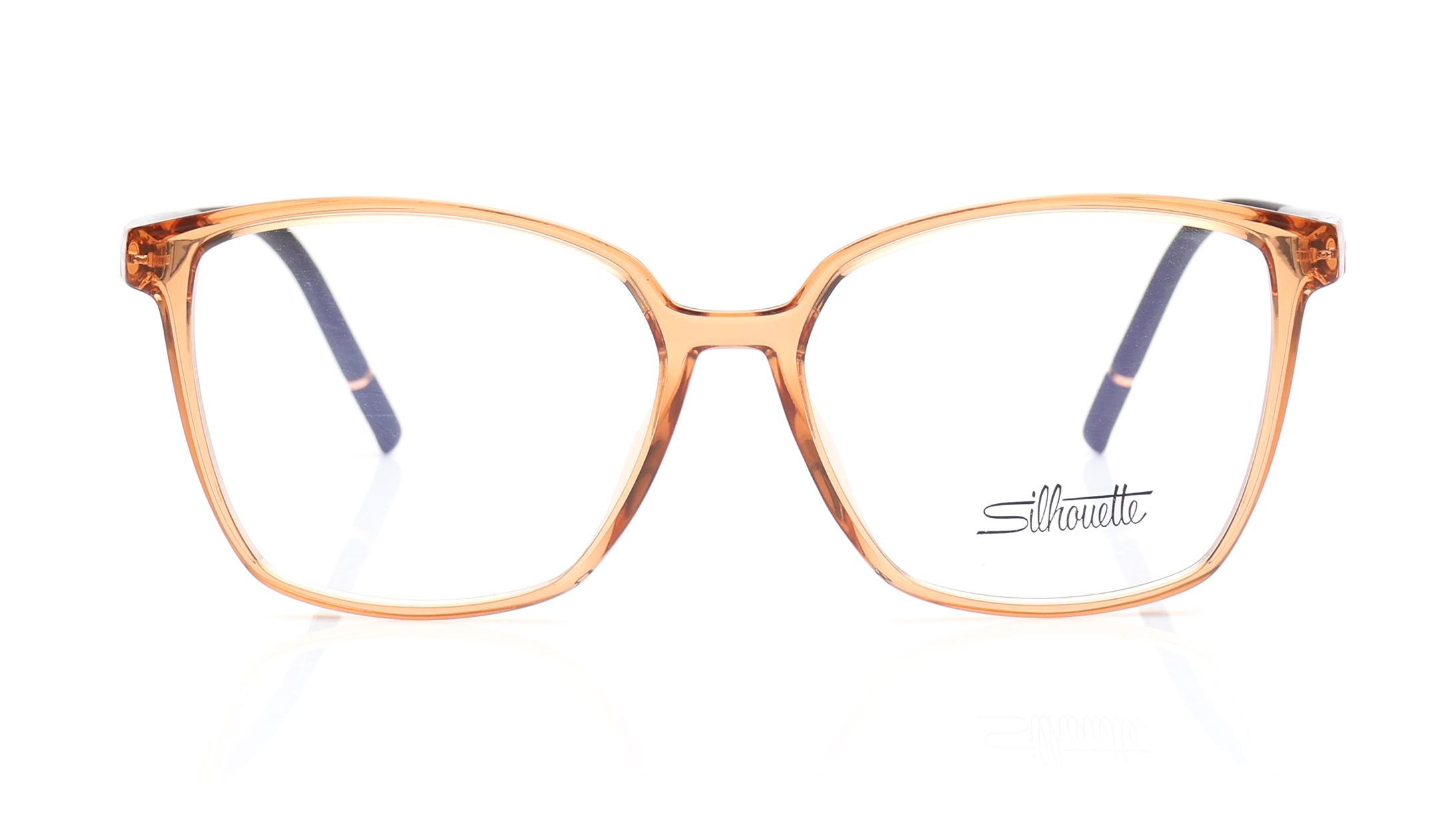 Image 1 of Orange Square Eyeglasses for Women from Silhouette Available at Titan Eye+