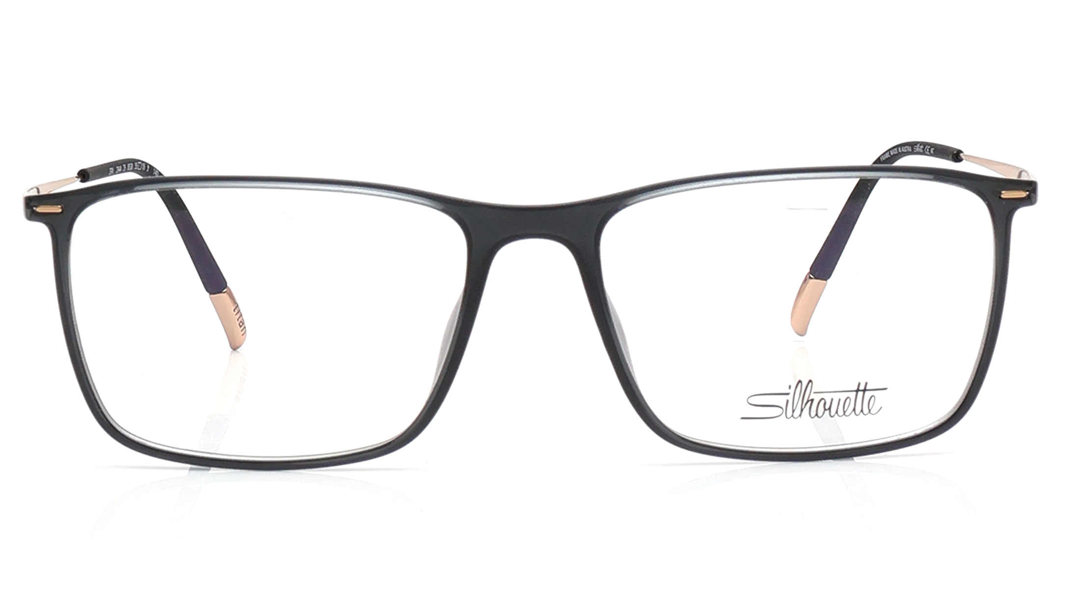 Image 1 of Grey Rectangle Eyeglasses for Men and Women from Silhouette Available at Titan Eye+