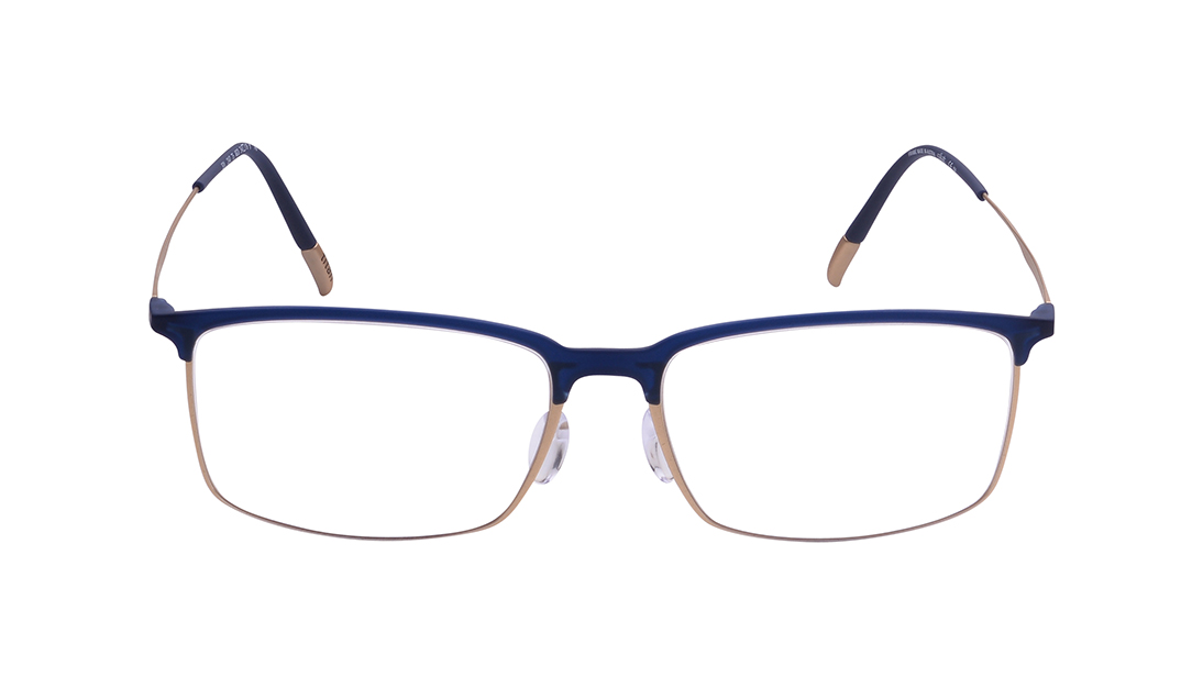 Image 1 of Gold Rectangle Rimmed Eyeglasses for Men and Women from Silhouette Available at Titan Eye+
