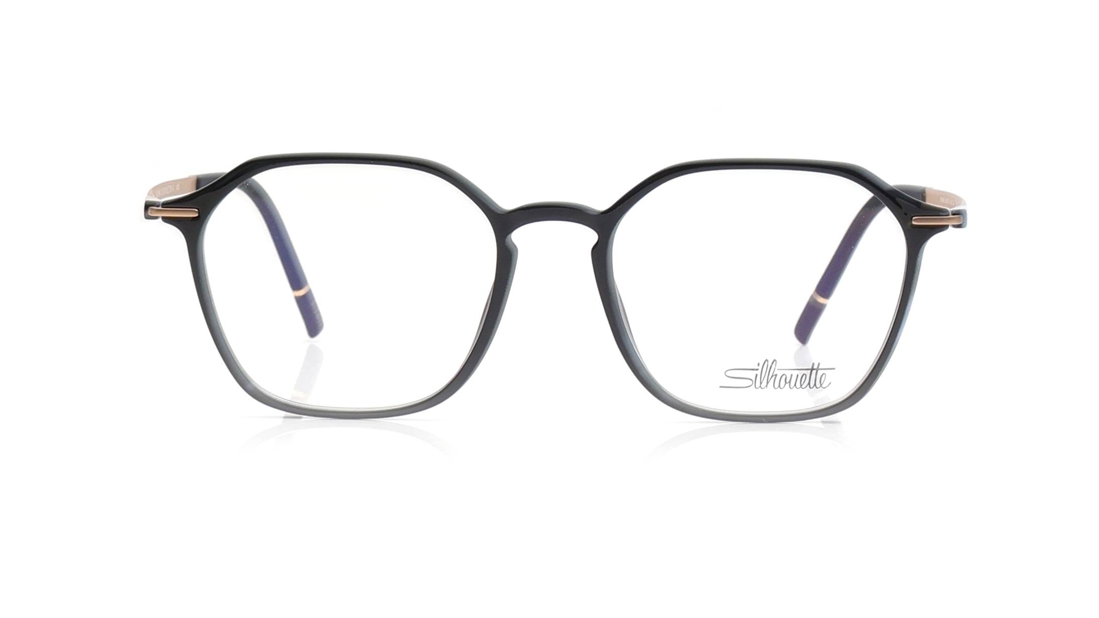 Image 1 of Black Hexagon Eyeglasses for Men and Women from Silhouette Available at Titan Eye+