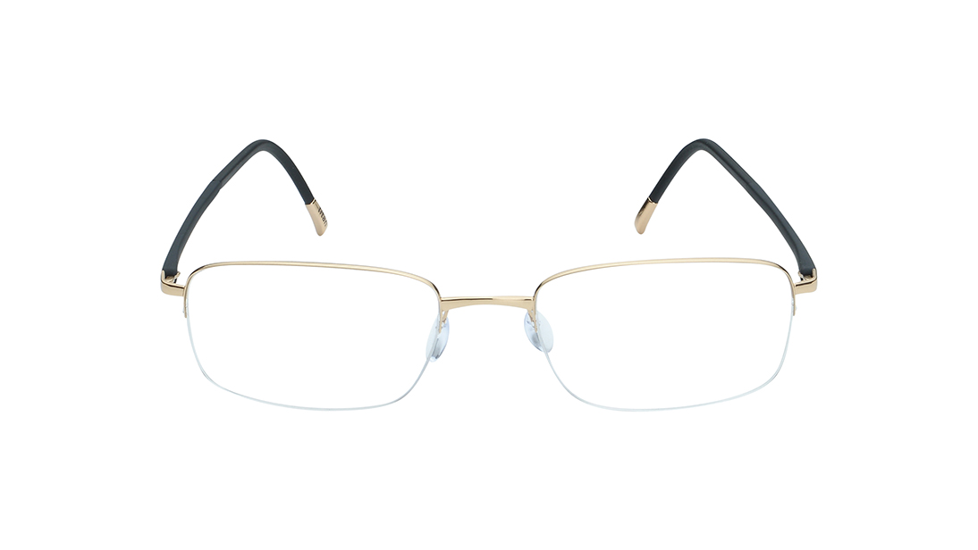 Image 1 of Gold Rectangle Semi-rimmed Eyeglasses for Men and Women from Silhouette Available at Titan Eye+