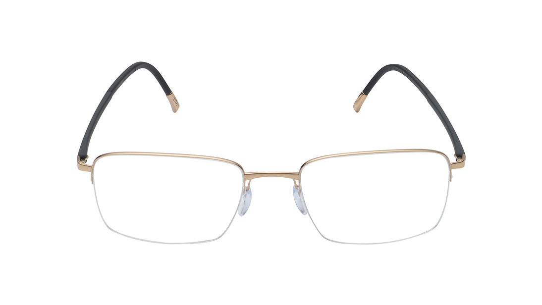 Image 1 of Gold Rectangle Semi-rimmed Eyeglasses for Men from Silhouette Available at Titan Eye+