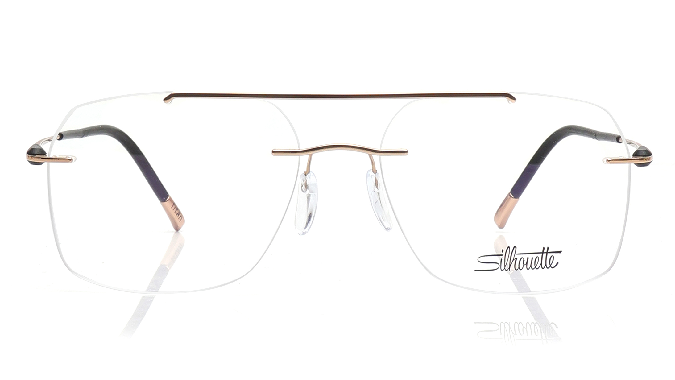 Image 1 of Gold Hexagon Eyeglasses for Men from Silhouette Available at Titan Eye+