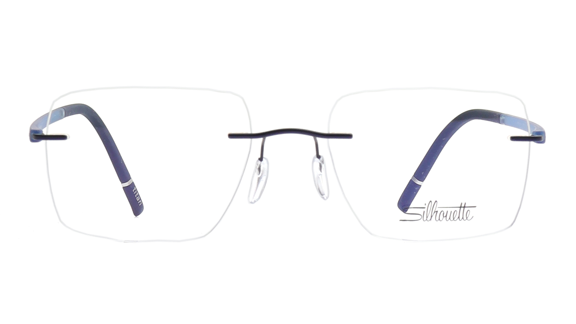 Image 1 of Blue Rectangle Eyeglasses for Men from Silhouette Available at Titan Eye+