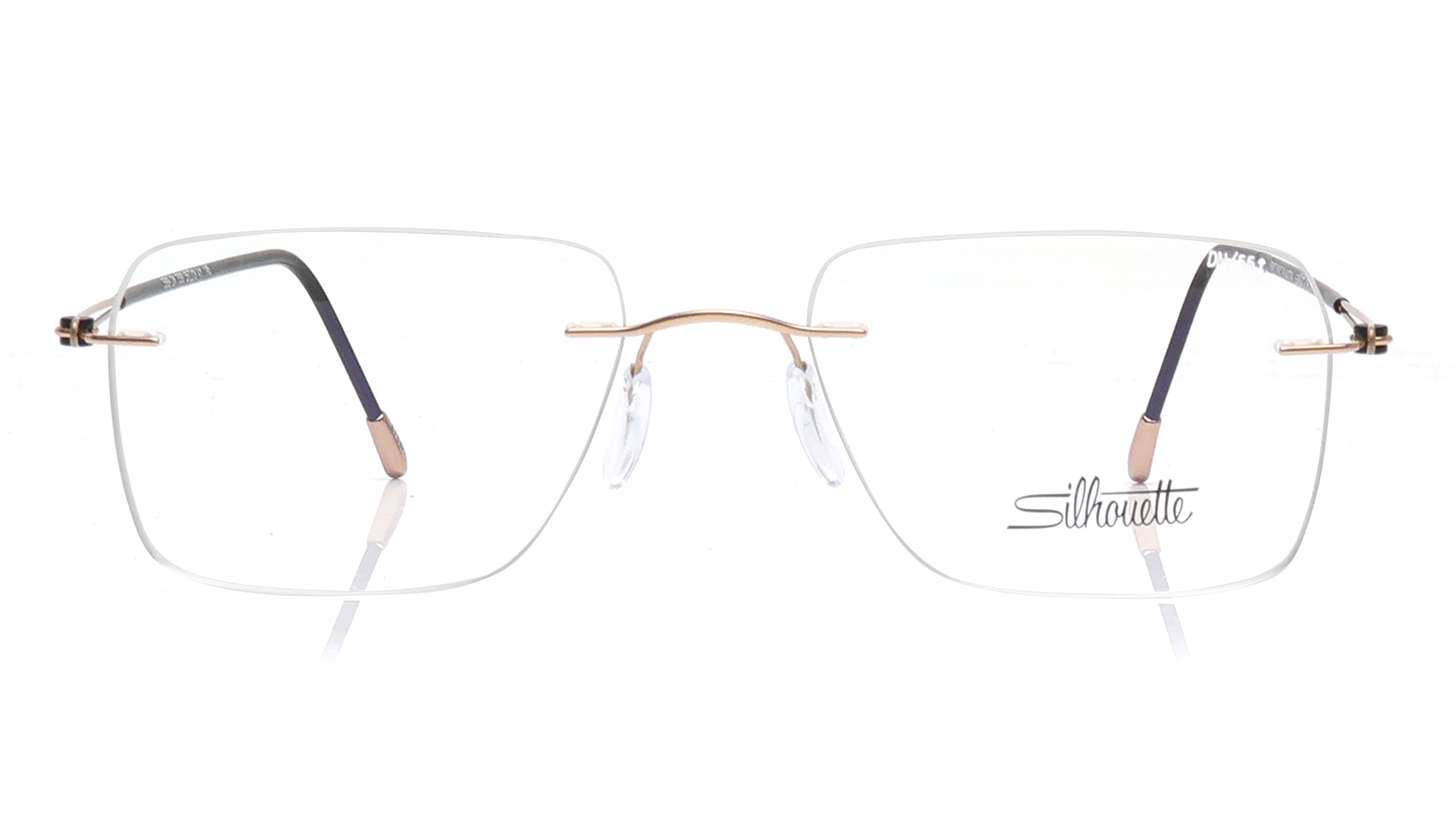 Image 1 of Gold Rectangle Eyeglasses for Men from Silhouette Available at Titan Eye+
