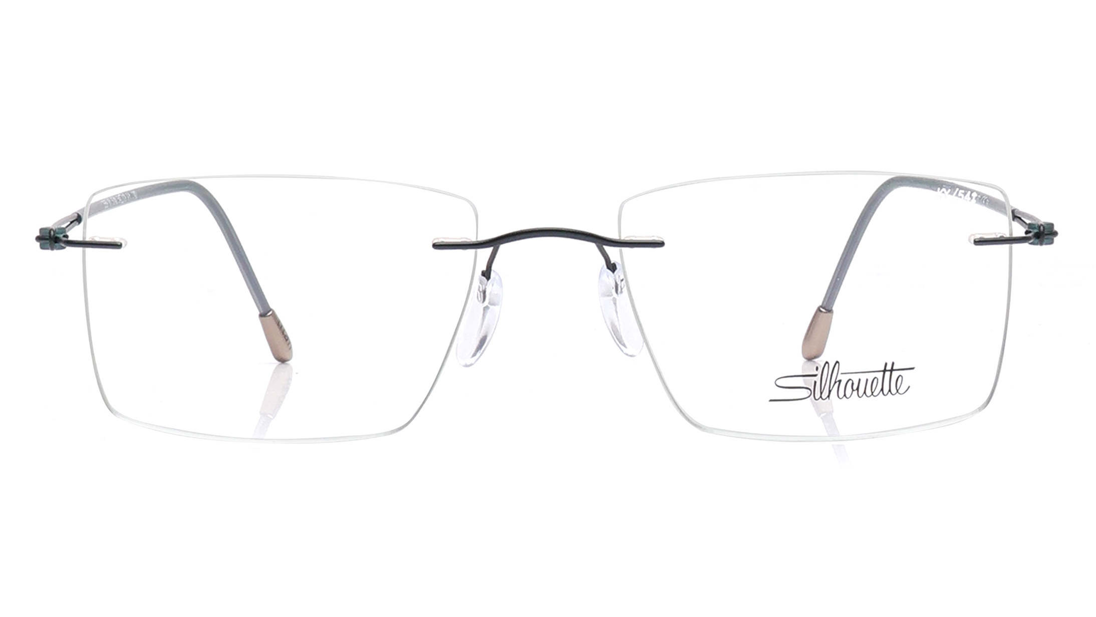 Image 1 of Rectangle Green Rim Less Eyeglasses for Men from Silhouette Available at Titan Eye+