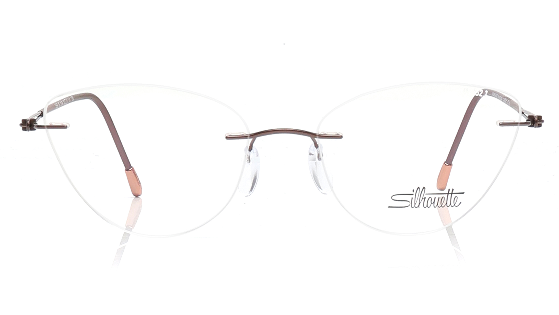 Image 1 of Brown Rectangle Rimless Eyeglasses for Women from Silhouette Available at Titan Eye+