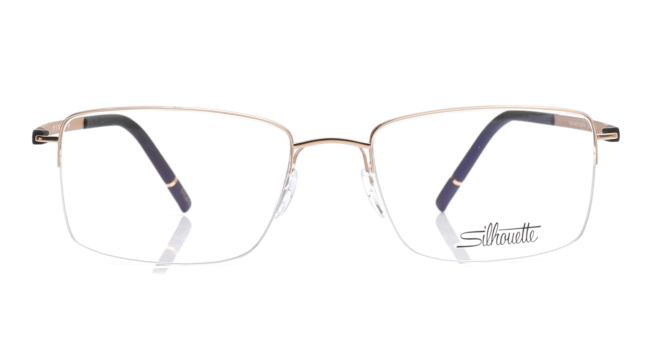 Image 1 of Gold Rectangle Eyeglasses for Men and Women from Silhouette Available at Titan Eye+