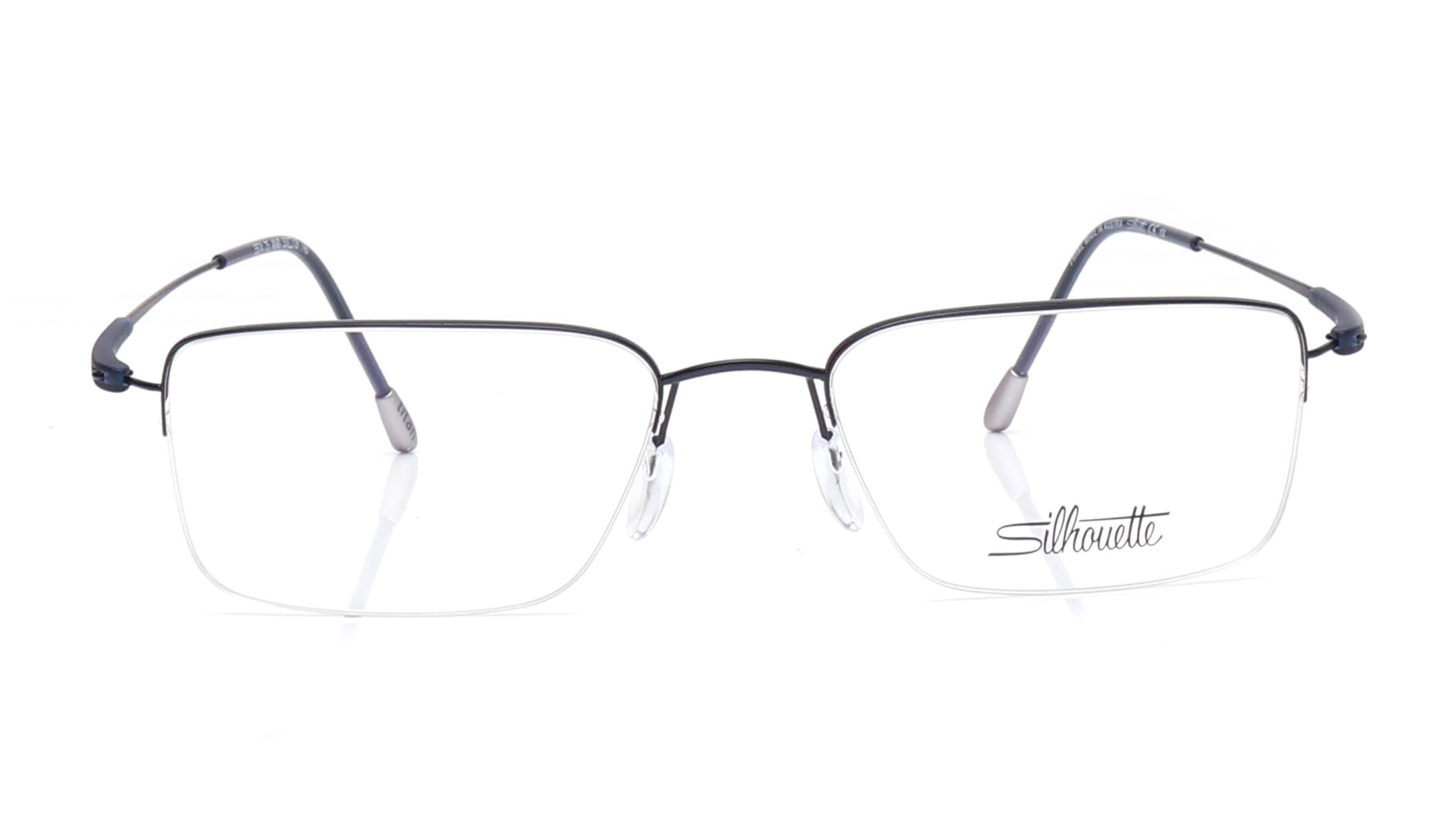 Image 1 of Blue Rectangle Semi-rimmed Eyeglasses for Men from Silhouette Available at Titan Eye+