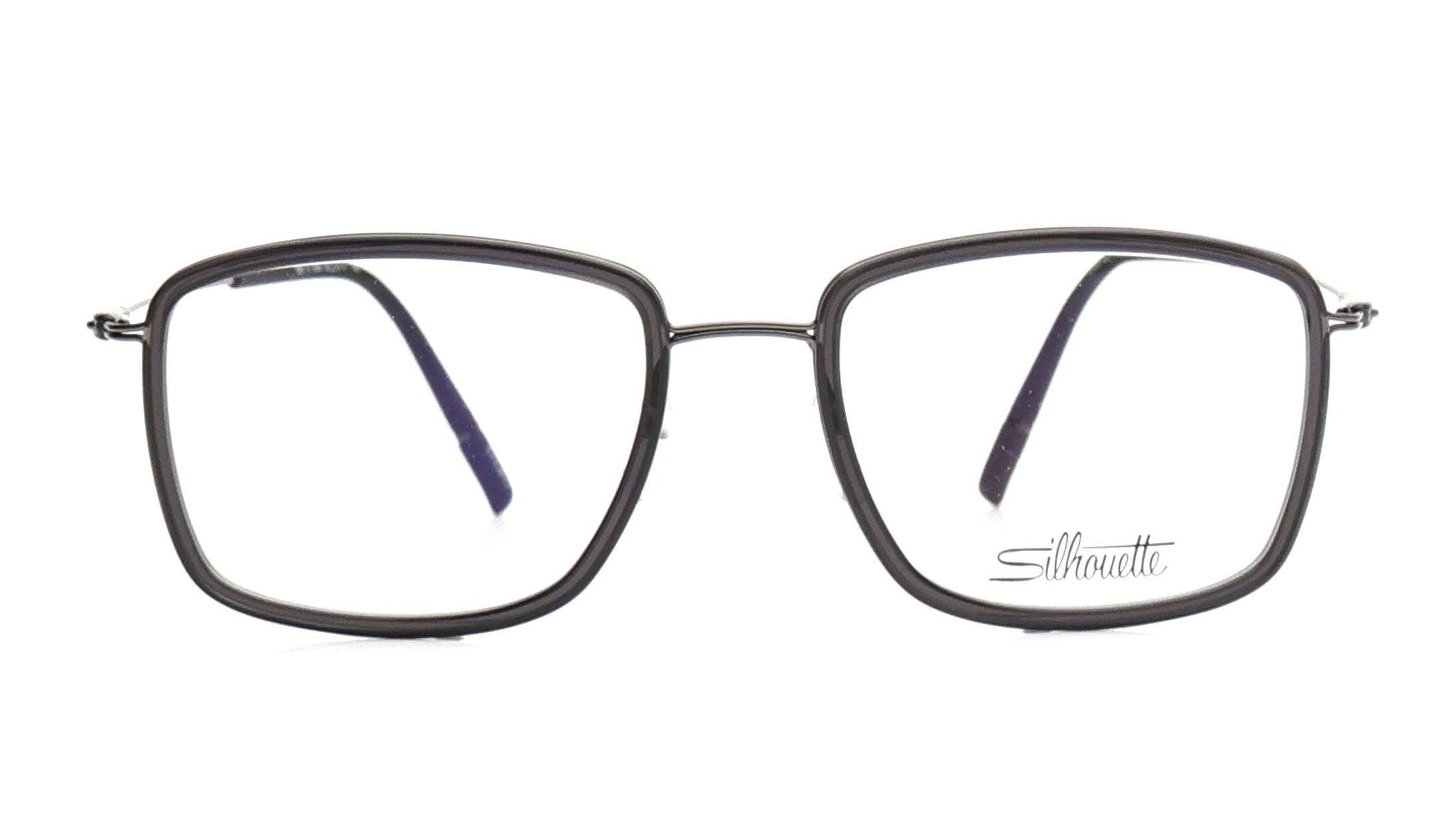 Image 1 of Gun Metal Rectangle Eyeglasses for Men and Women from Silhouette Available at Titan Eye+