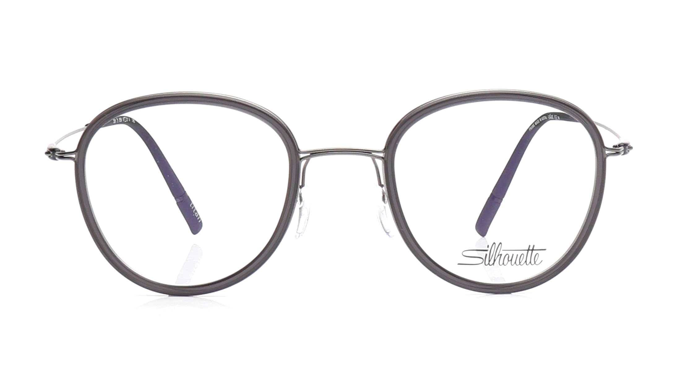 Image 1 of Gunmetal Oval Eyeglasses for Men and Women from Silhouette Available at Titan Eye+