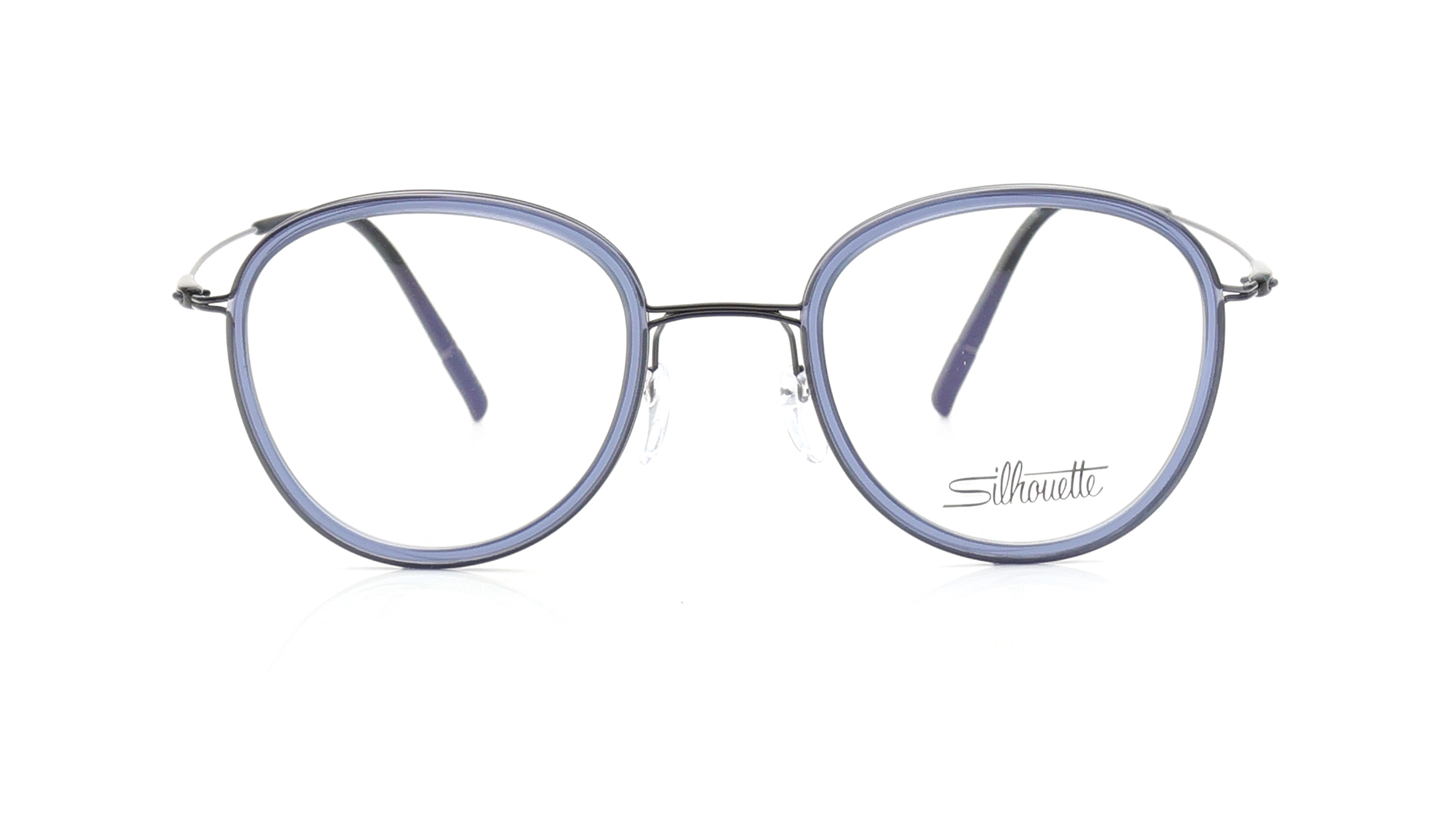 Image 1 of Blue Round Eyeglasses for Men and Women from Silhouette Available at Titan Eye+